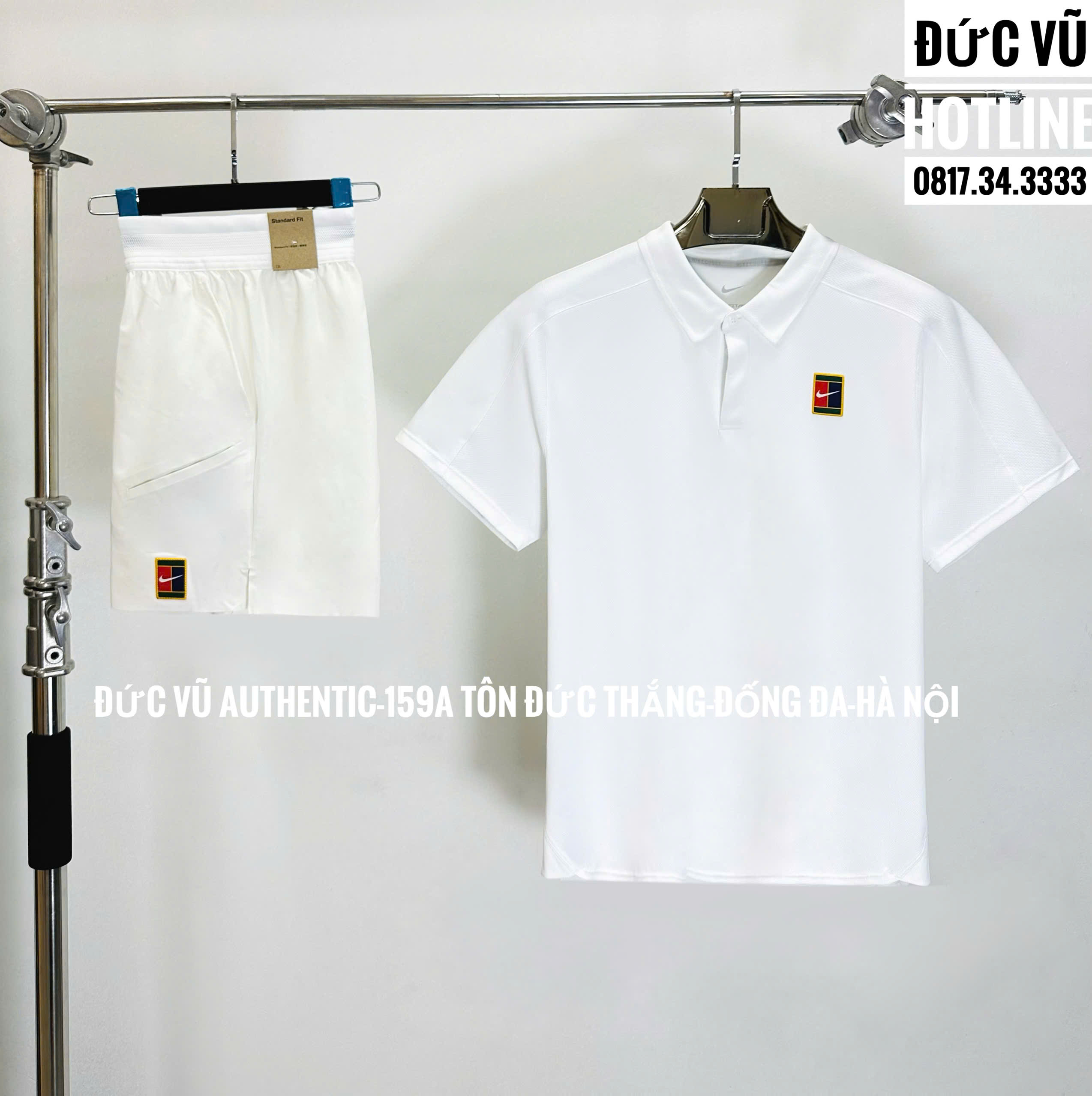 Set thể thao tennis Nike RF trắng logo màu