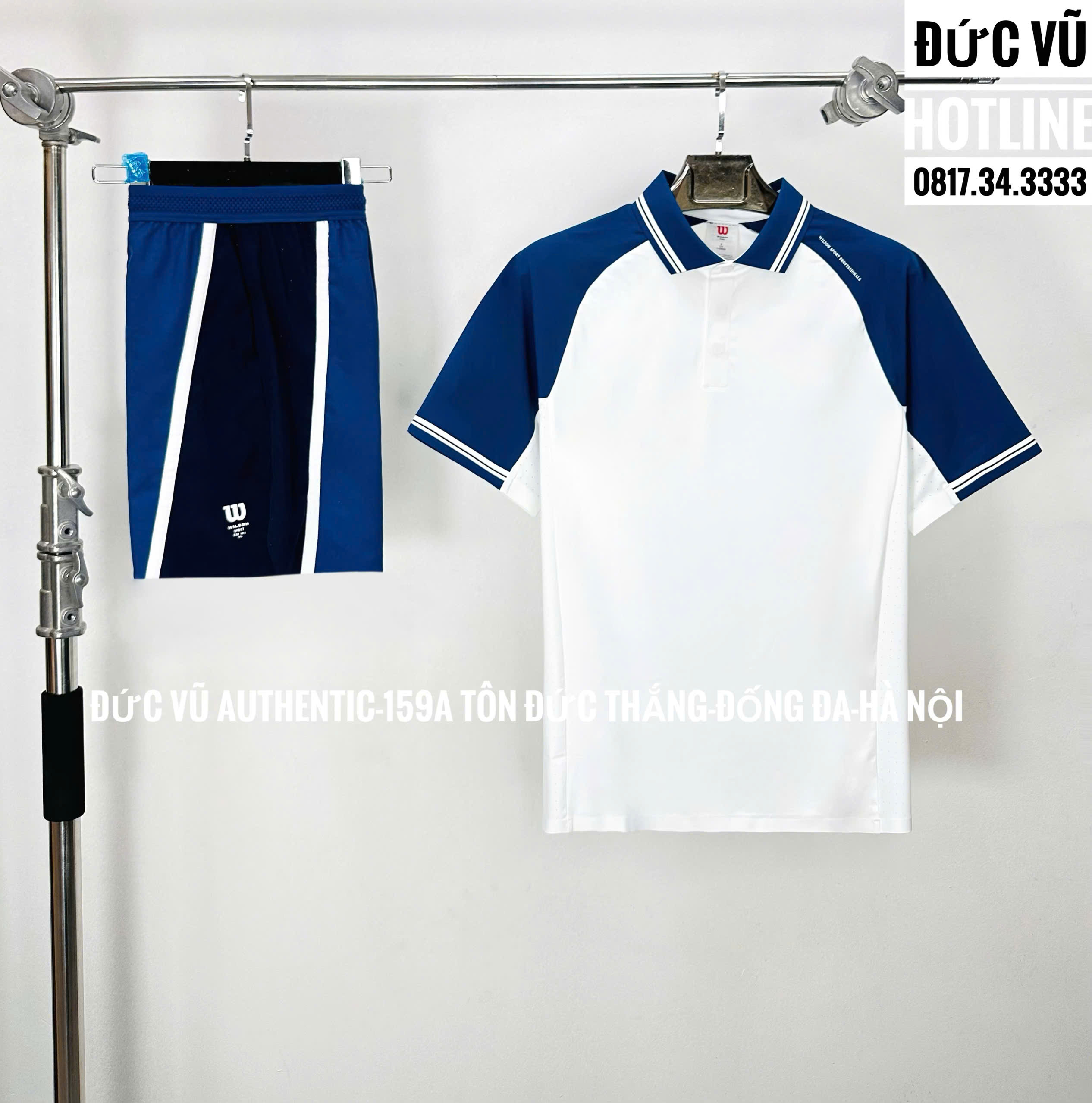Set thể thao nam Wilson phối trắng xanh navy – thiết kế cổ bẻ thể thao
