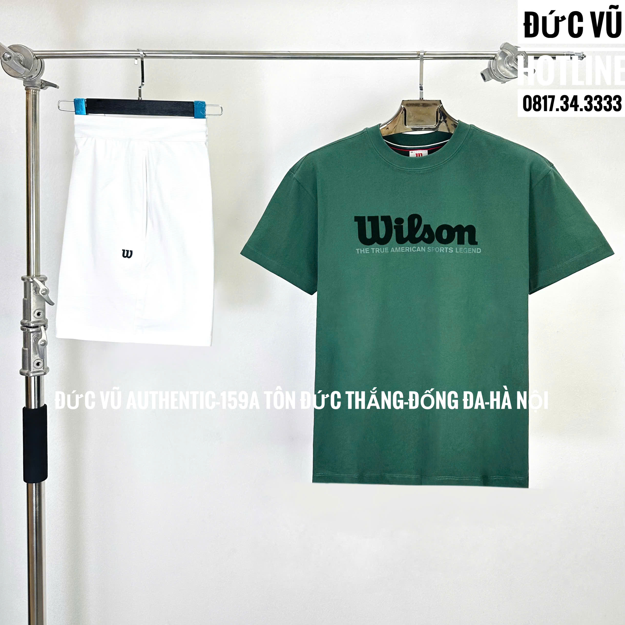 Set Wilson Logo Tee Green & Short Trắng – Phong cách thể thao tối giản