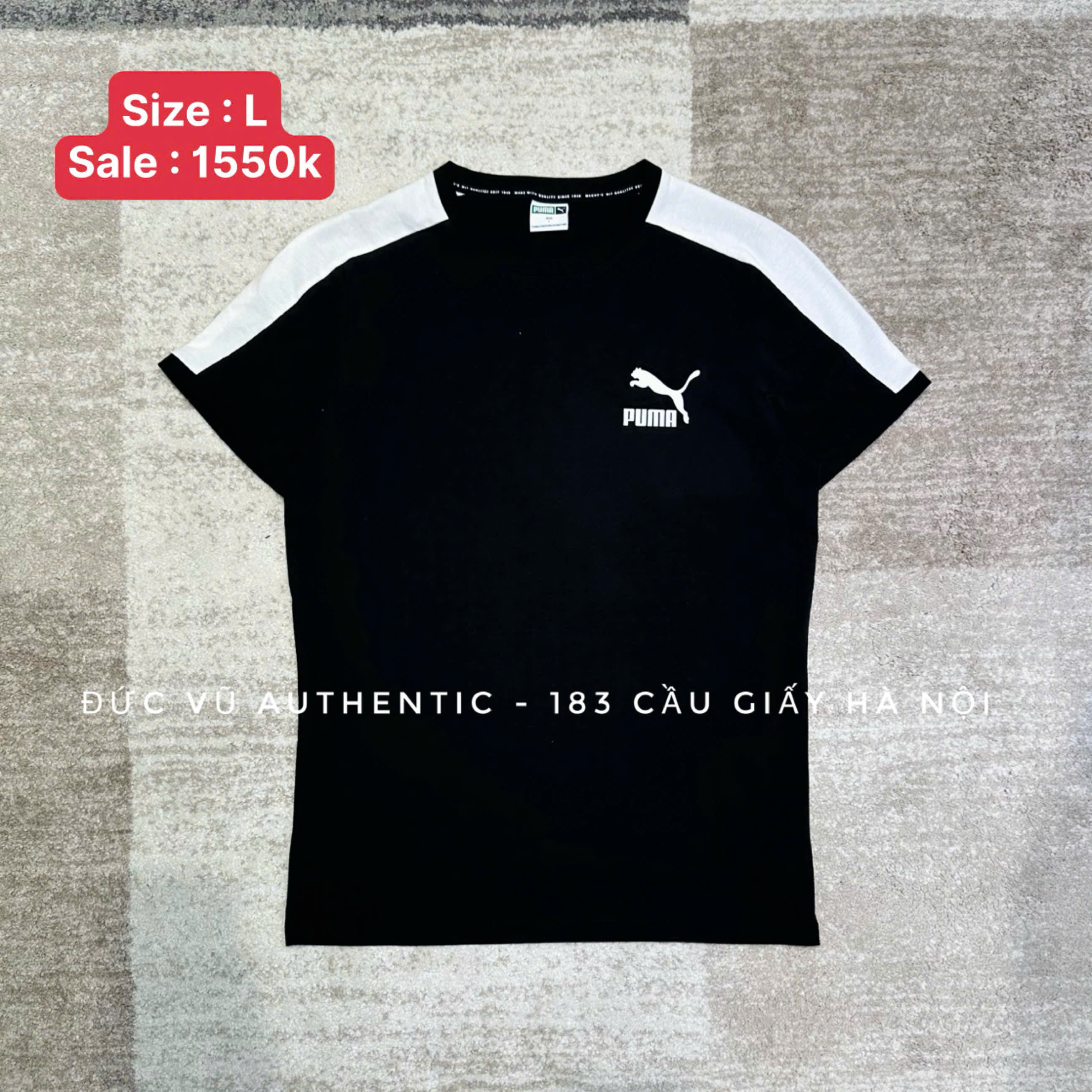 Áo Puma Contrast Shoulder Tee Black/White