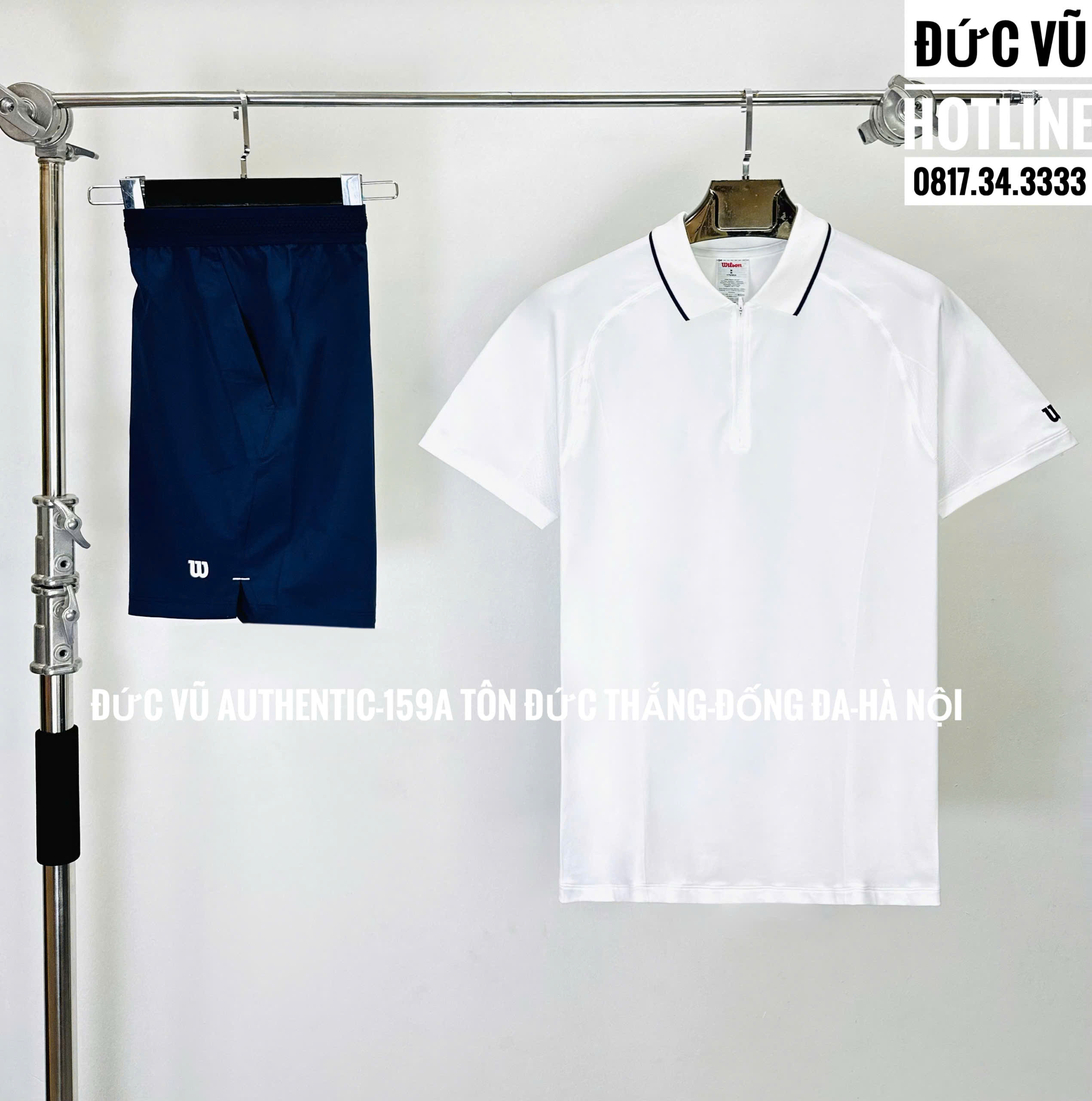 Set đồ tennis nam Wilson Polo White – Navy Shorts