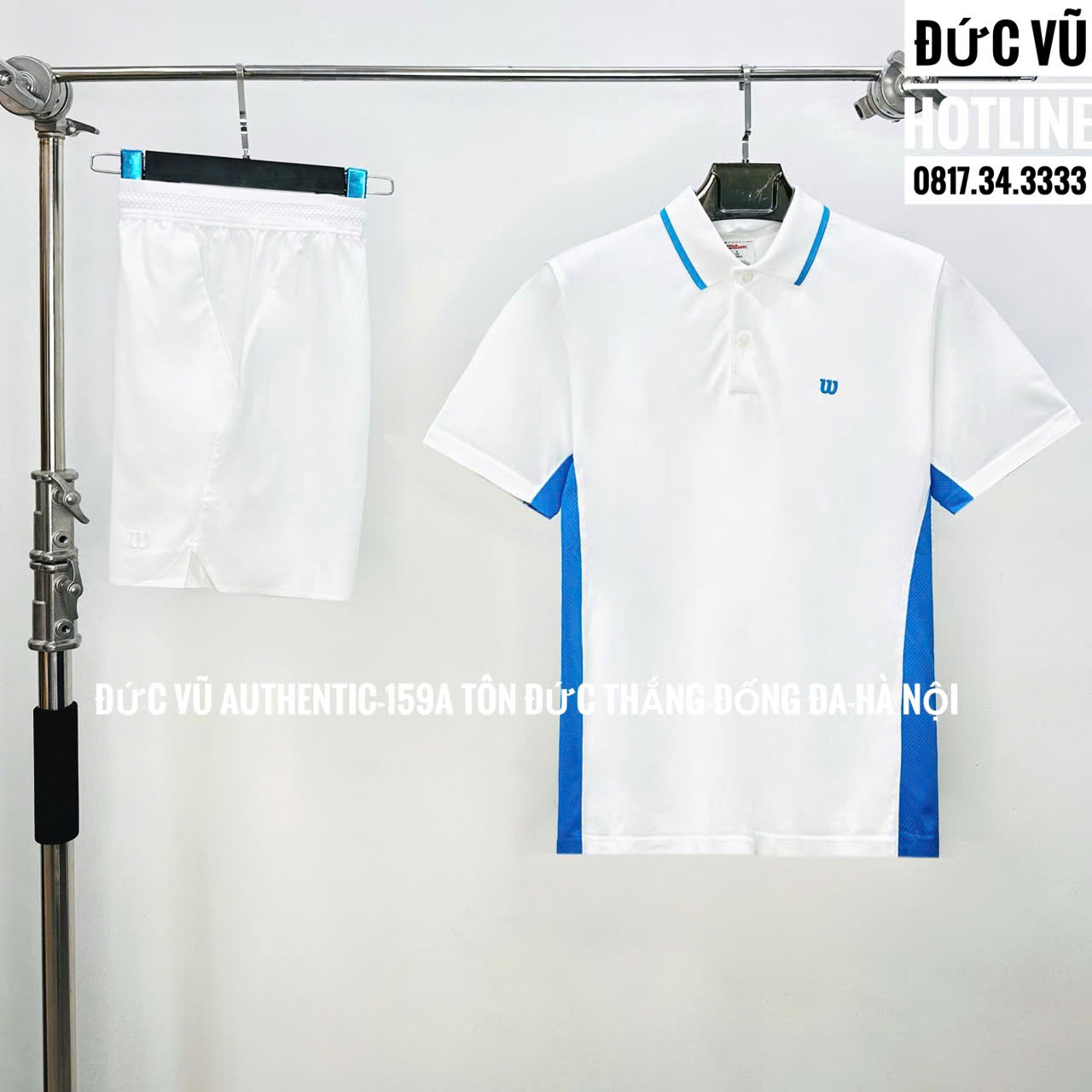 Set thể thao nam Wilson polo trắng phối xanh – short trắng
