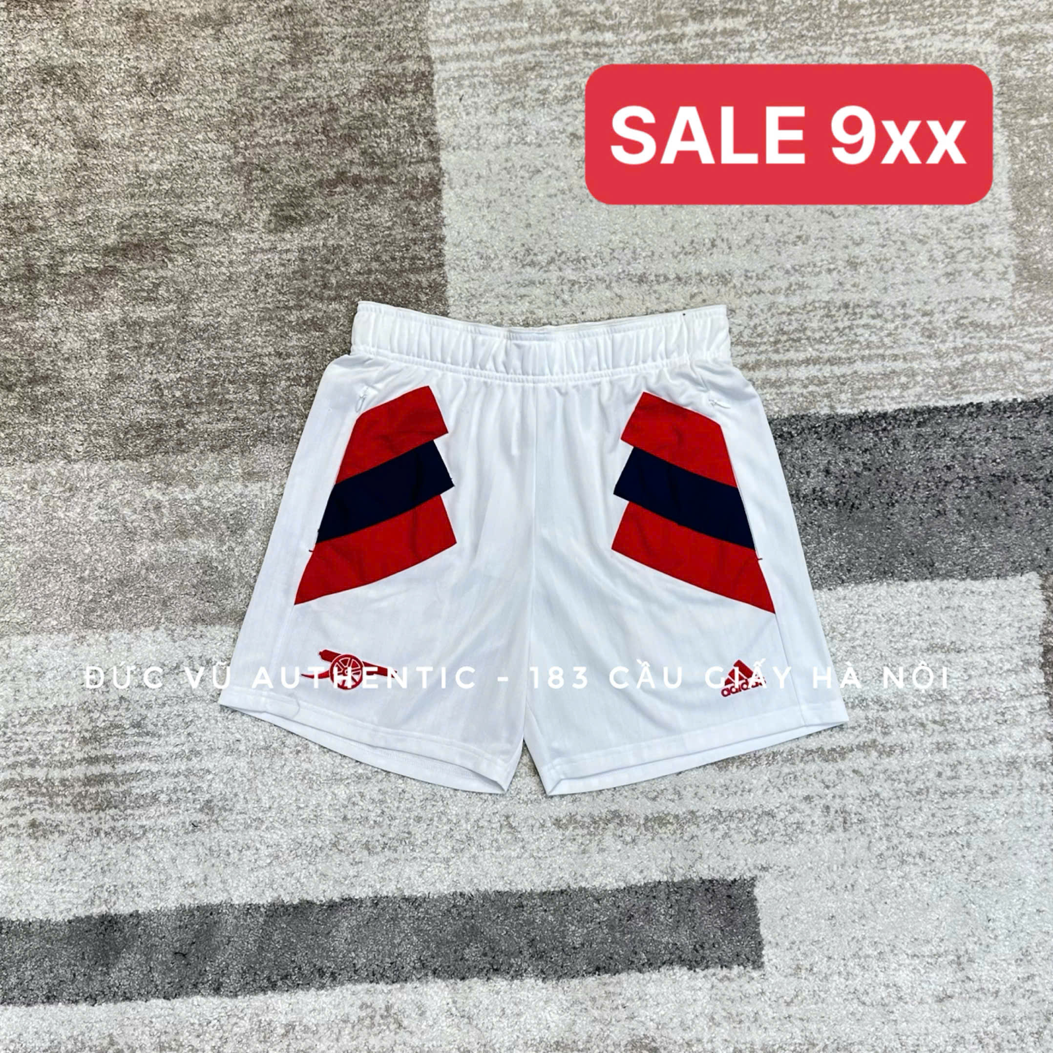 Quần short Arsenal Adidas Training 3-Stripes – Trắng phối đỏ navy