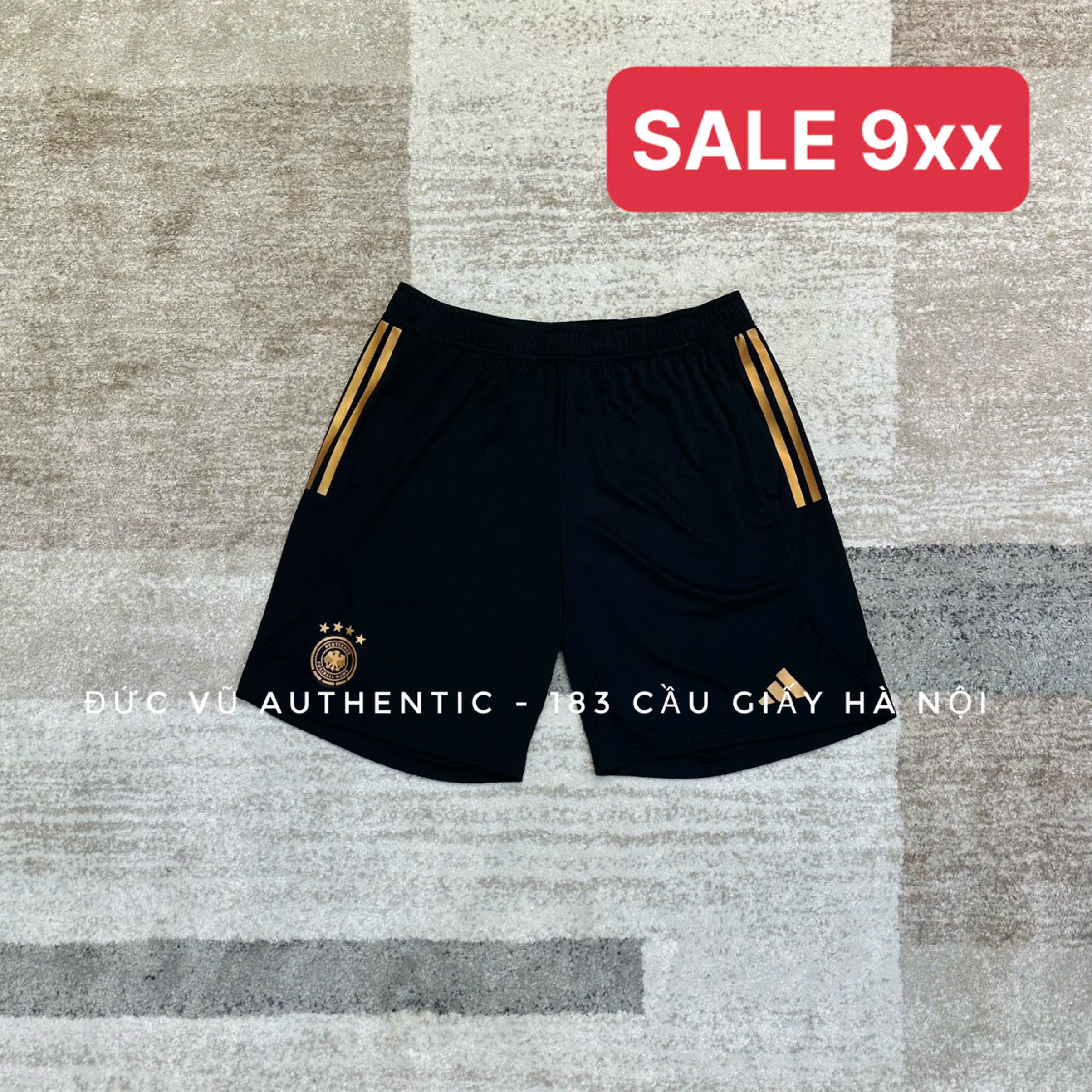 Quần short tuyển Đức Adidas Germany Training Shorts – Đen viền vàng