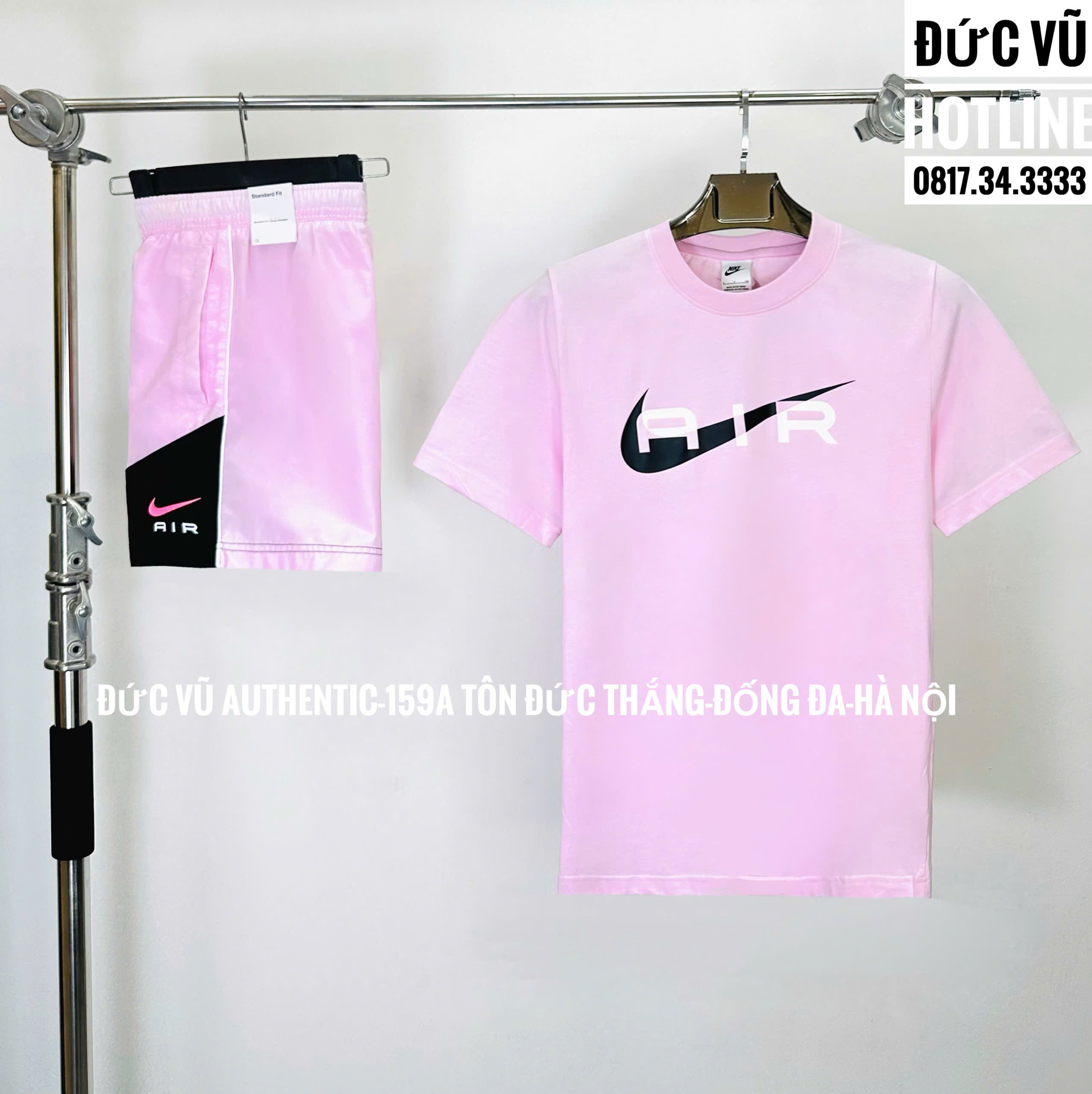 Set đồ thể thao Nike AIR Pink Pastel – Áo thun & quần short phối đen