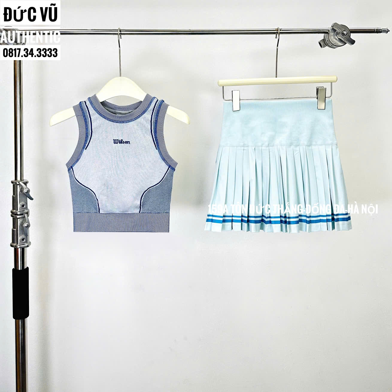 Set váy thể thao nữ Wilson xanh baby – Áo croptop & chân váy xếp ly pastel