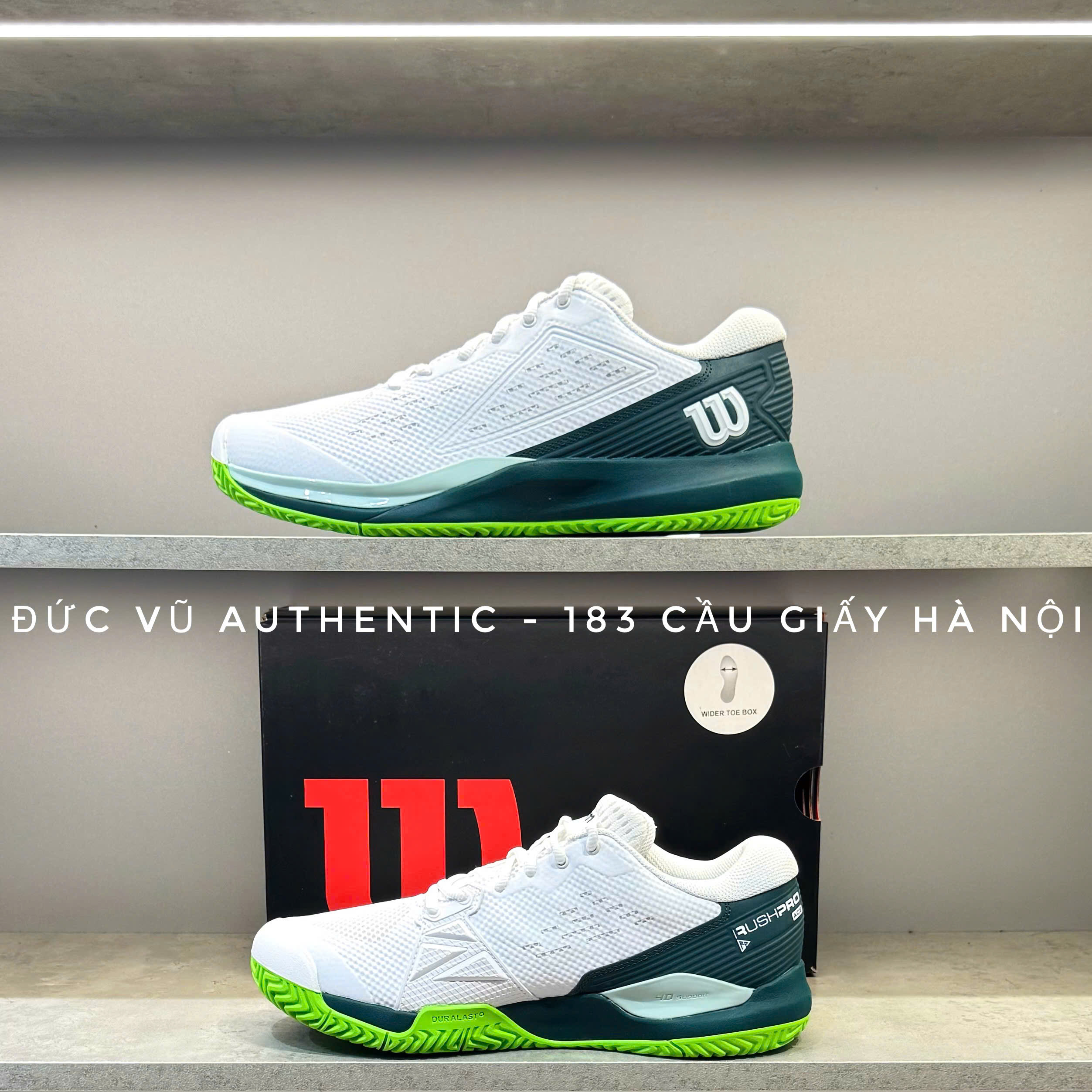 Giày Tennis Wilson Rush Pro 4.0 White/Green Black