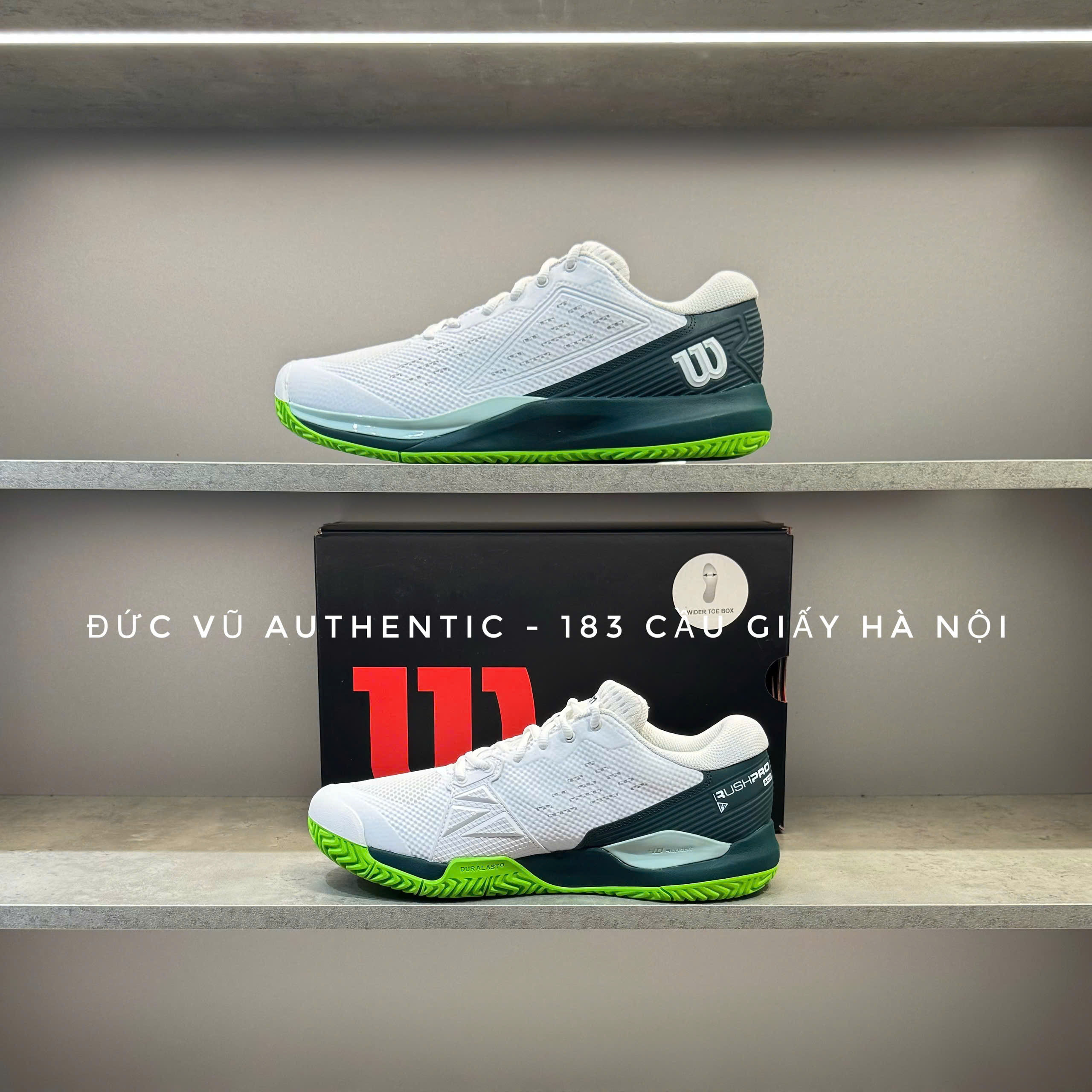Giày Tennis Wilson Rush Pro 4.0 White/Green Black