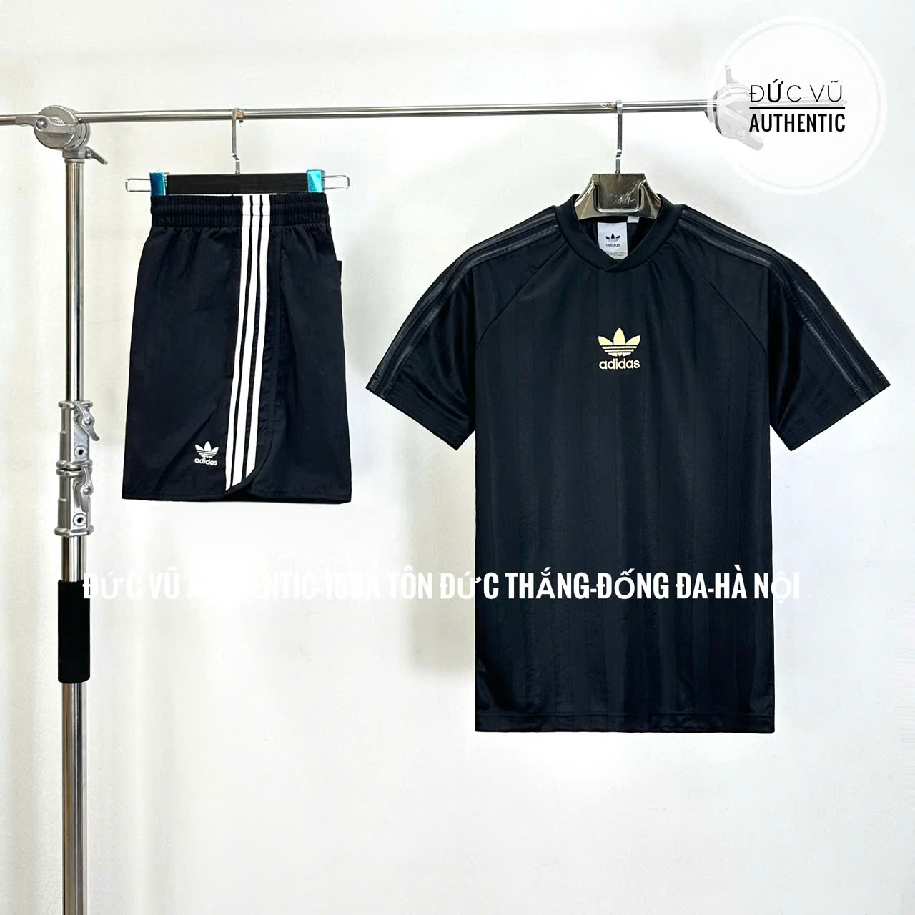 Set thể thao Adidas basic đen sọc trắng