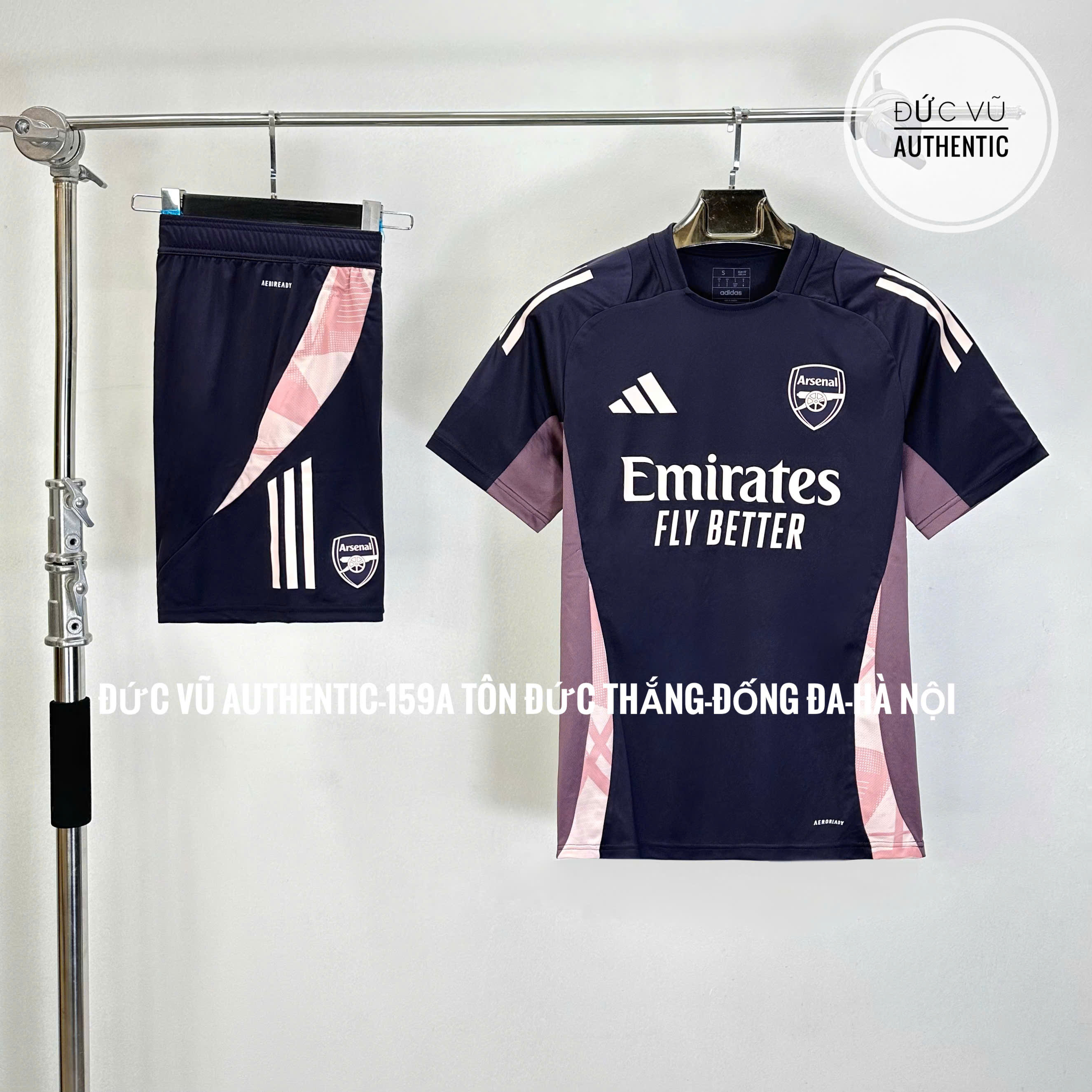 Set thể thao Arsenal phối Adidas tím than hồng