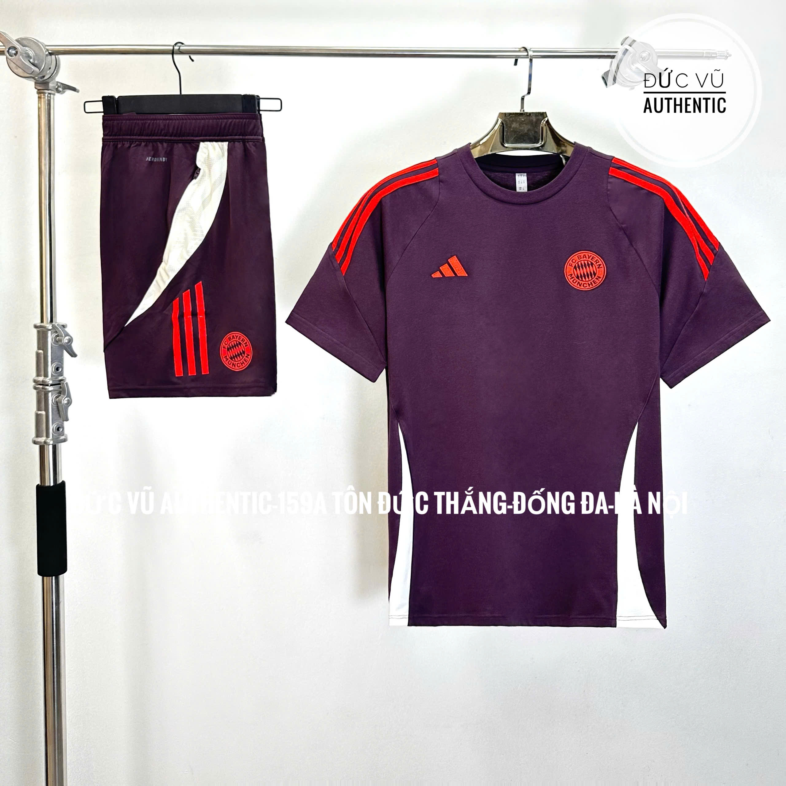 Set thể thao Bayern Munich tím phối đỏ Adidas