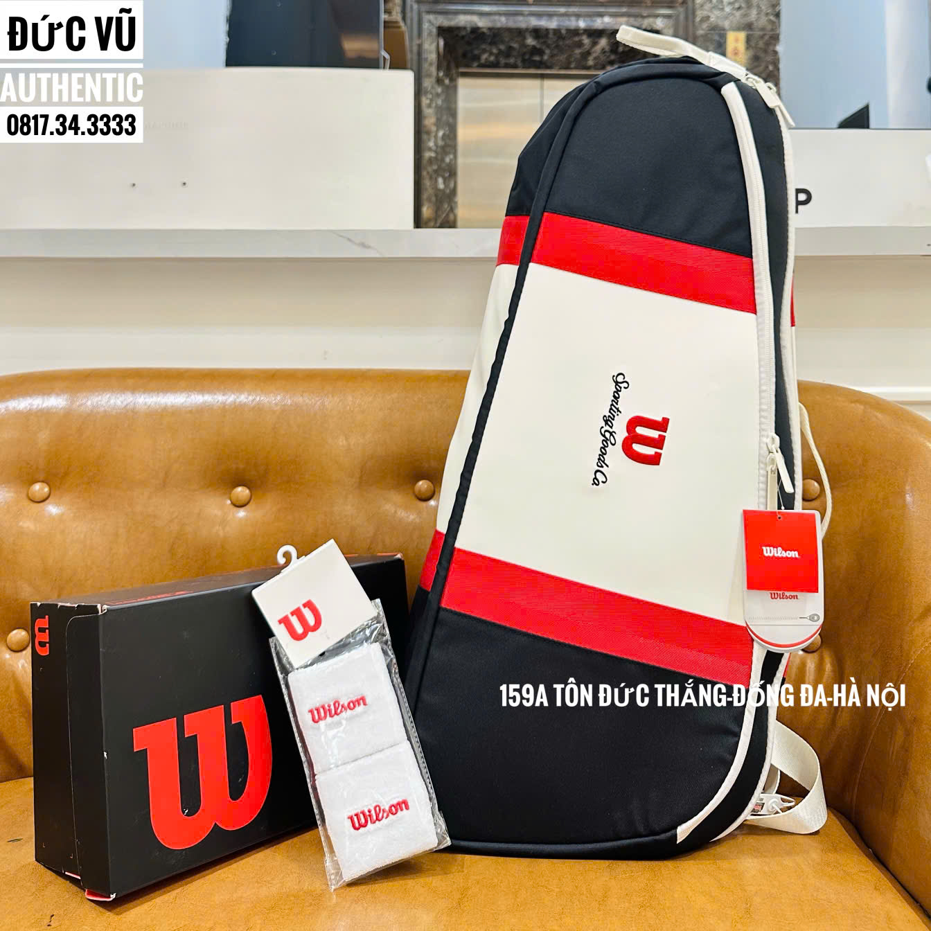 Set Túi Vợt Wilson Retro Black Red – Kèm Băng Tay & Hộp Phụ Kiện