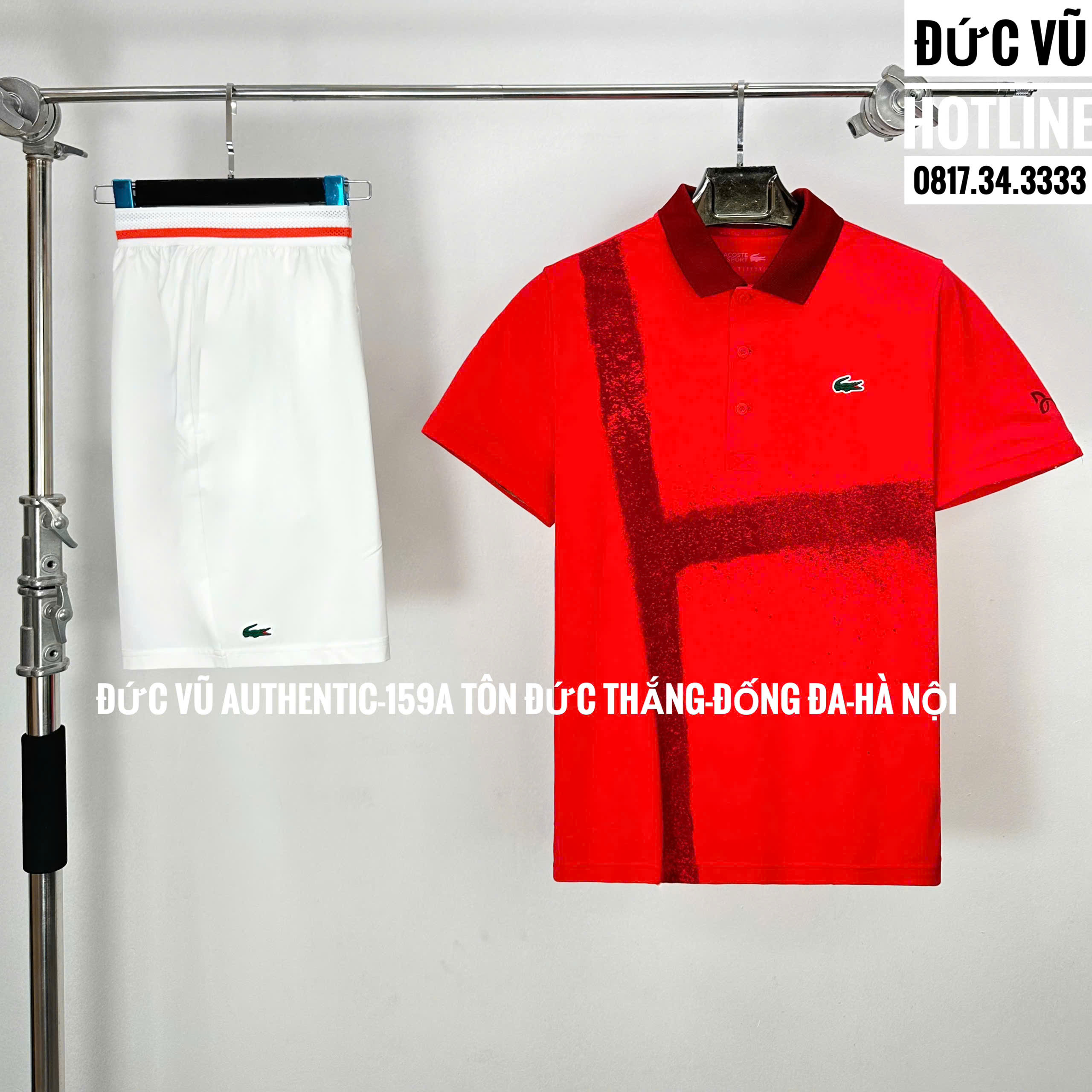 Set Tennis Lacoste Polo Đỏ & Quần Trắng