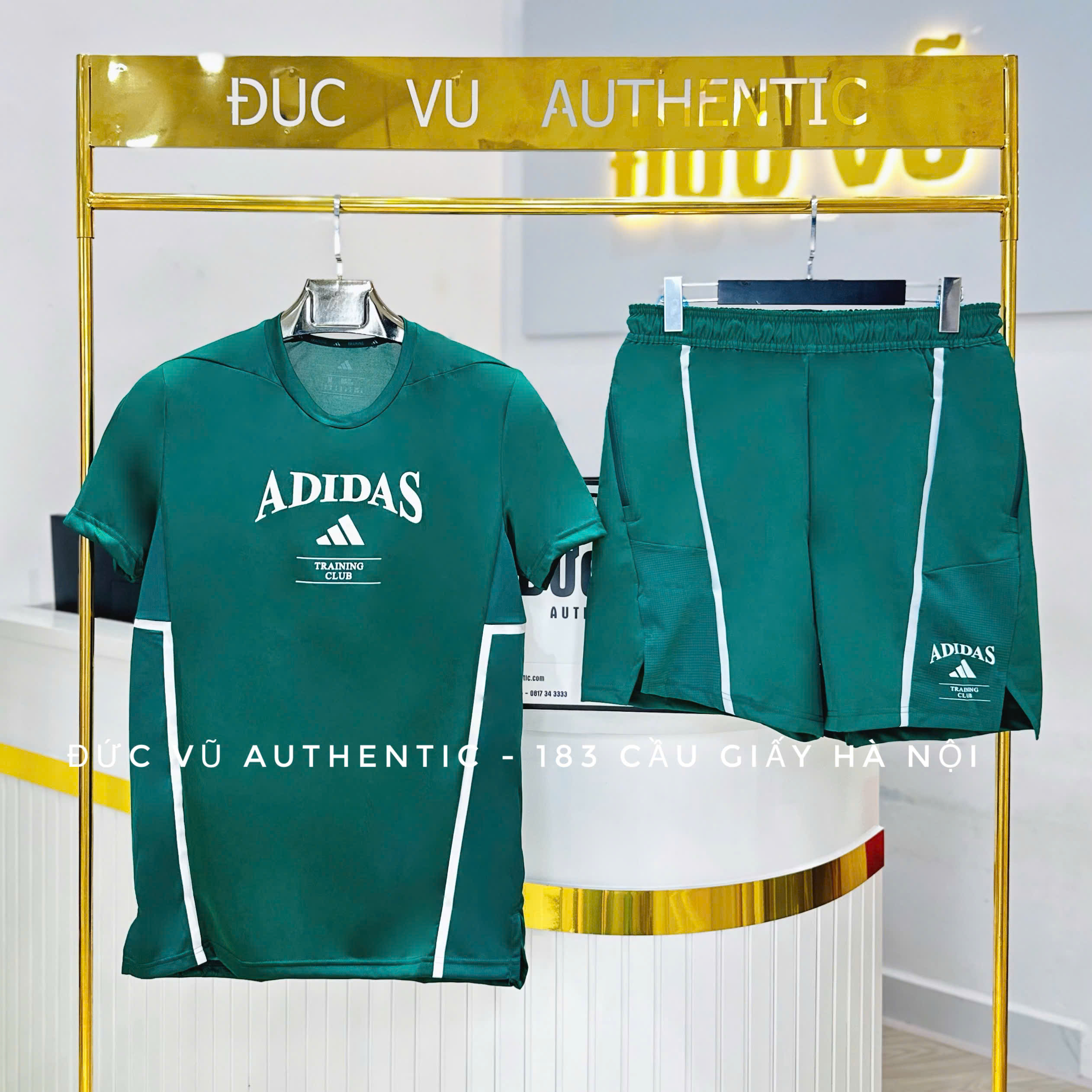 Set thể thao Adidas Training Club Xanh Rêu Viền Trắng