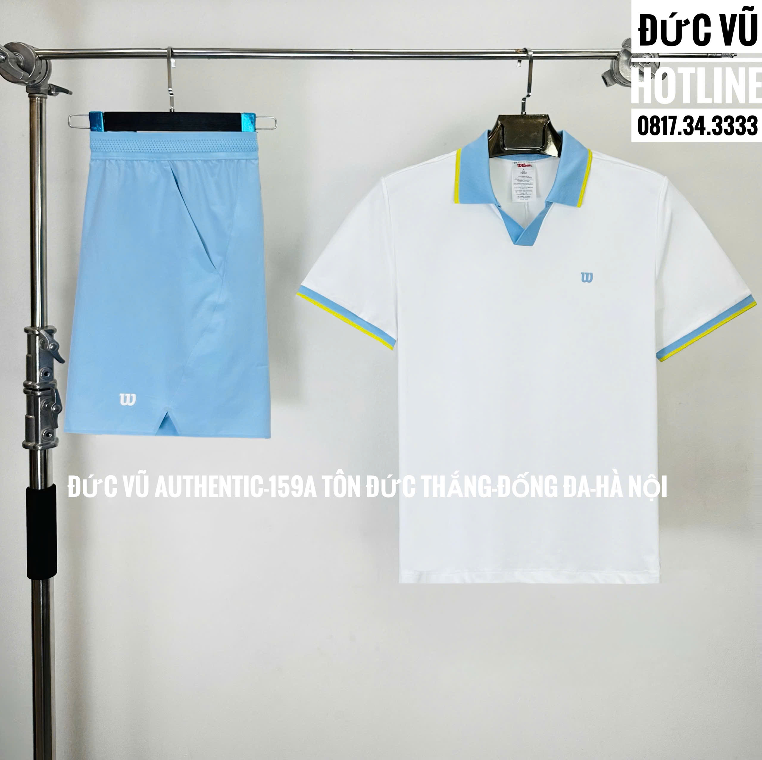 Set Polo Thể Thao Wilson Nam Trắng Xanh Baby