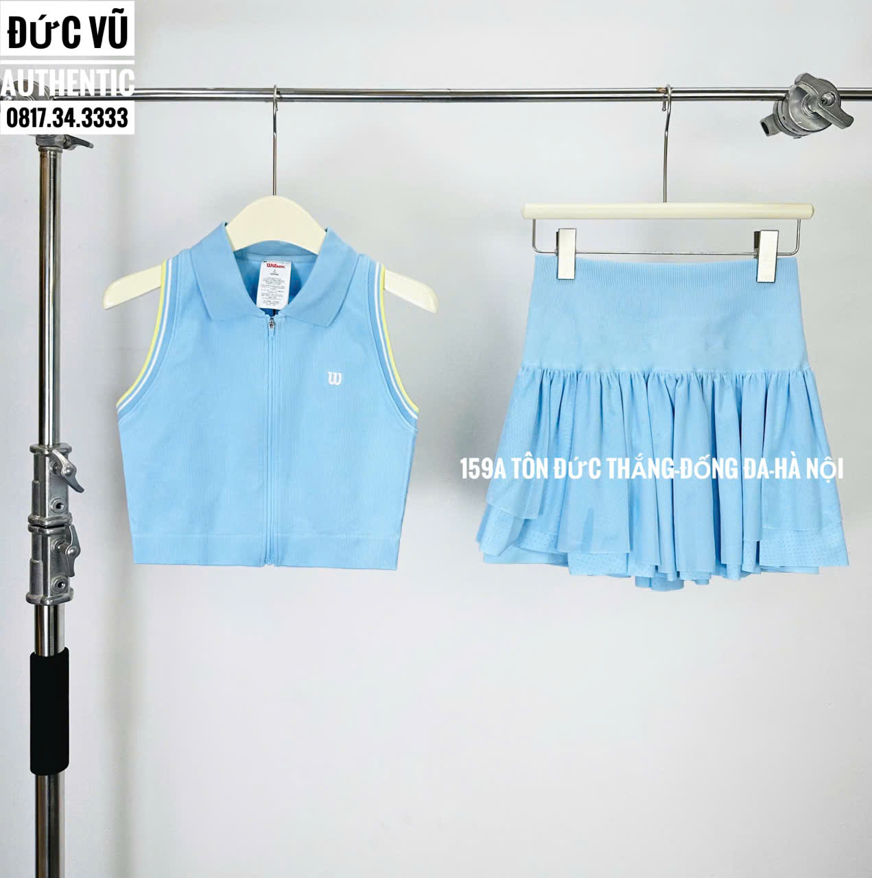 Set váy tennis Wilson xanh baby không tay