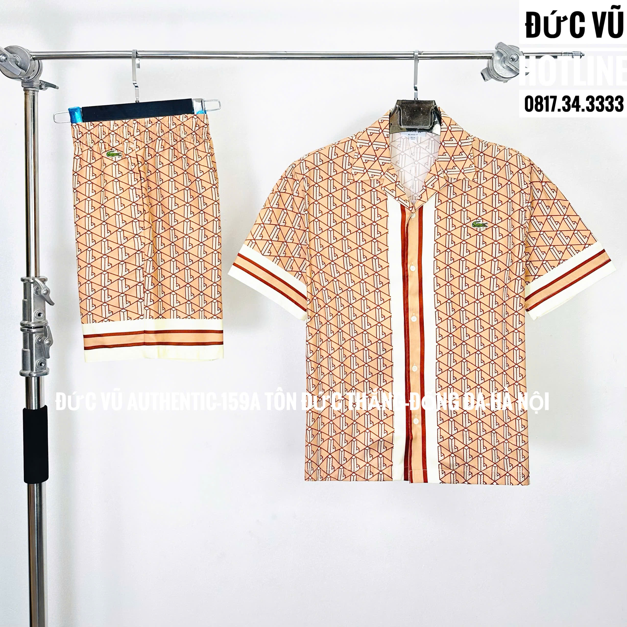 Set Lacoste Họa Tiết Cam Vintage