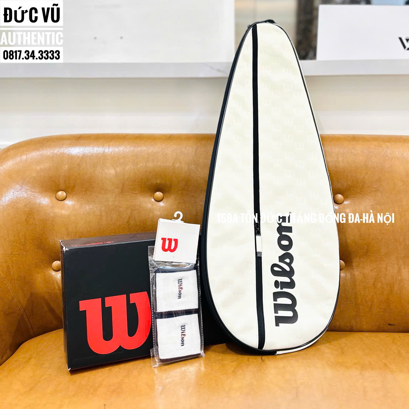 Set Túi Vợt Wilson Classic Ivory – Kèm Băng Tay & Hộp Phụ Kiện