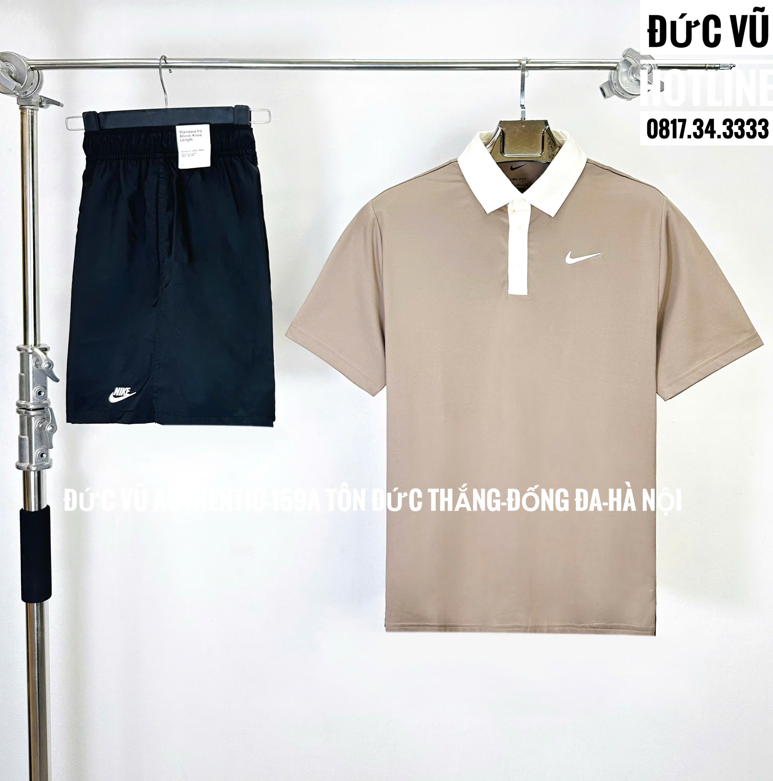 Set Nike Polo Nâu Trắng Lịch Lãm