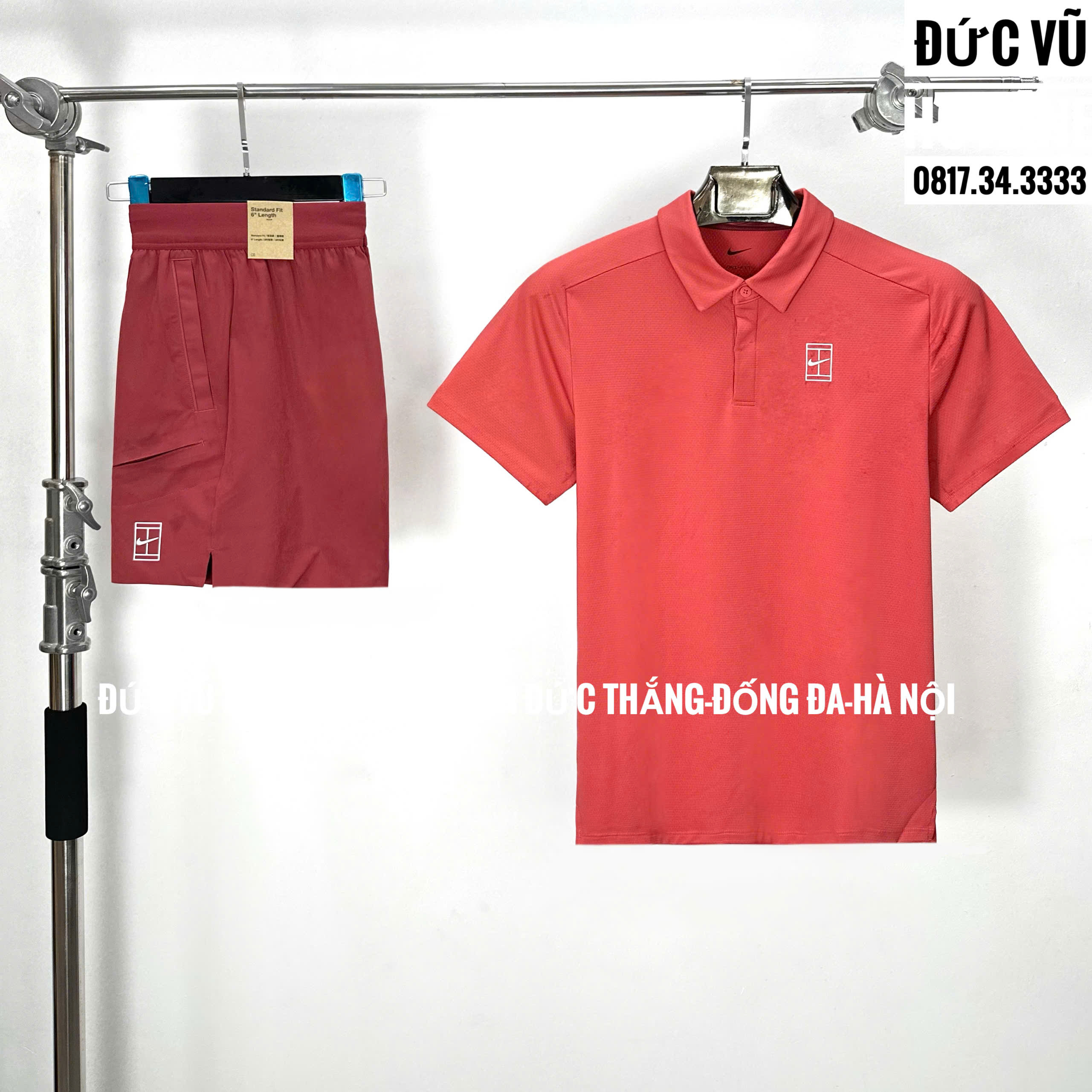 Set Thể Thao Polo Đỏ Trắng Basic