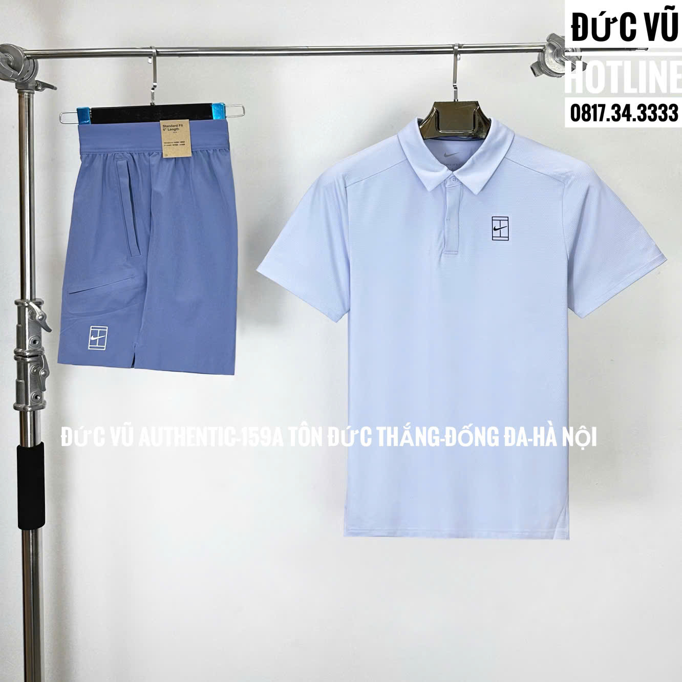 Set thể thao nam Nike Court polo xanh baby