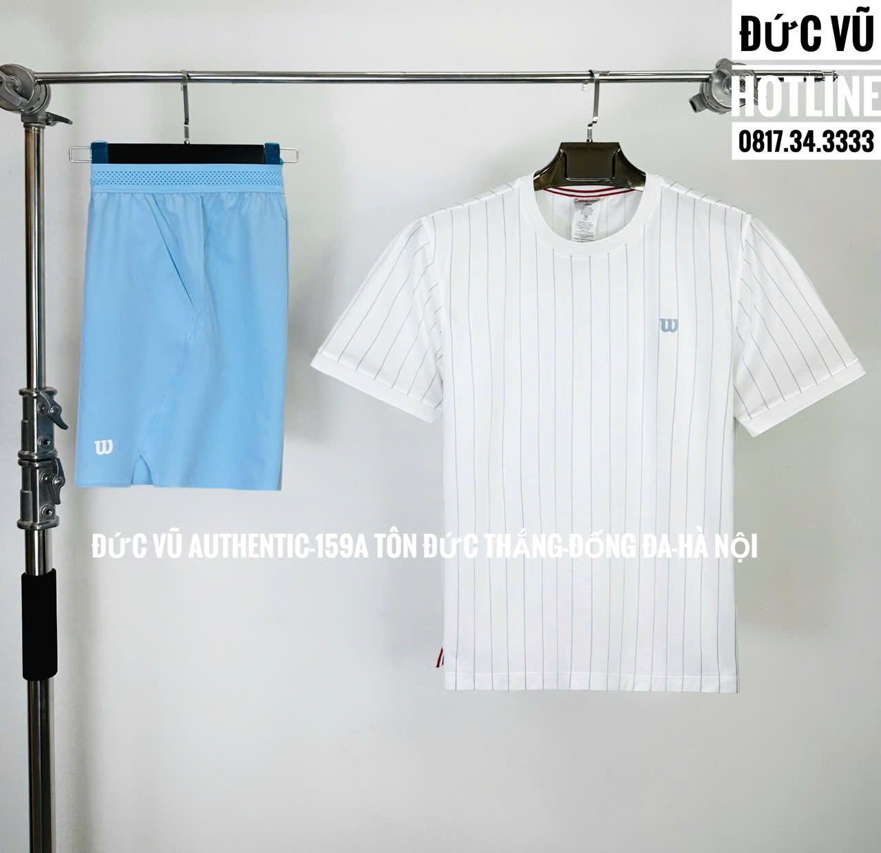 Set thể thao nam Wilson kẻ sọc trắng phối quần xanh baby