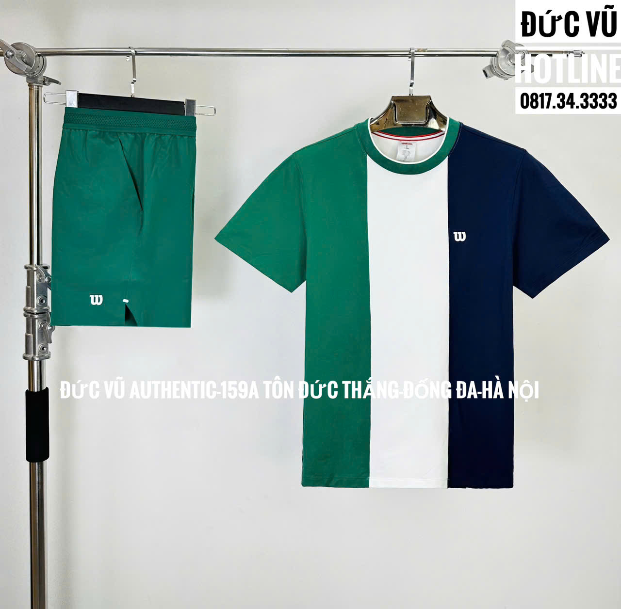 Set thể thao nam Wilson phối 3 màu xanh - trắng - navy