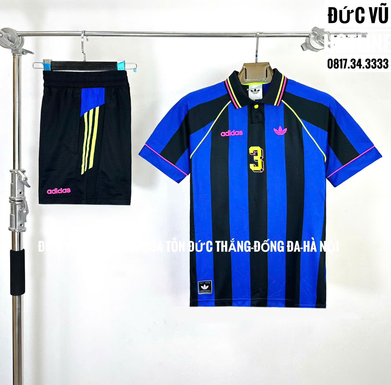 Set đồ thể thao Adidas Polo Sọc Đen Xanh – Số 3