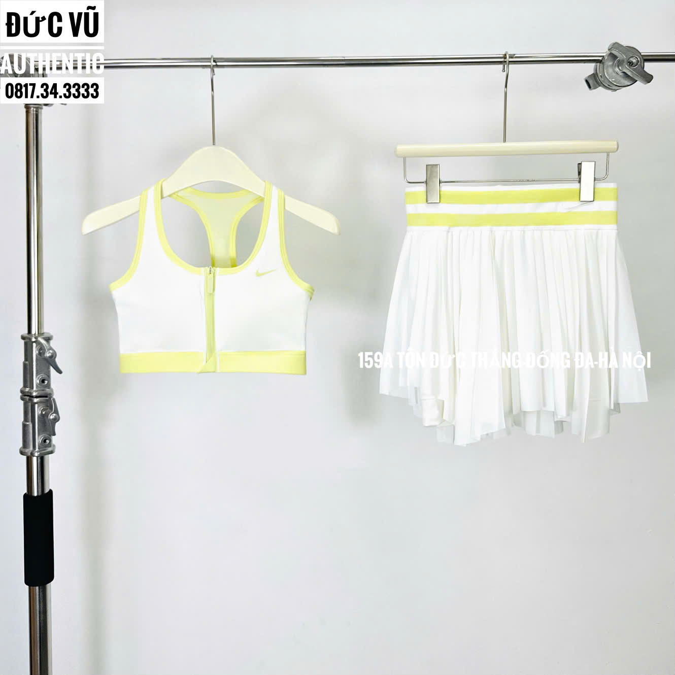 Set thể thao nữ Nike trắng phối vàng pastel