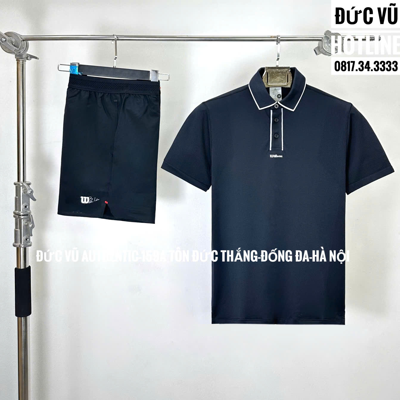 Bộ thể thao Wilson Polo Đen Viền Trắng Nam