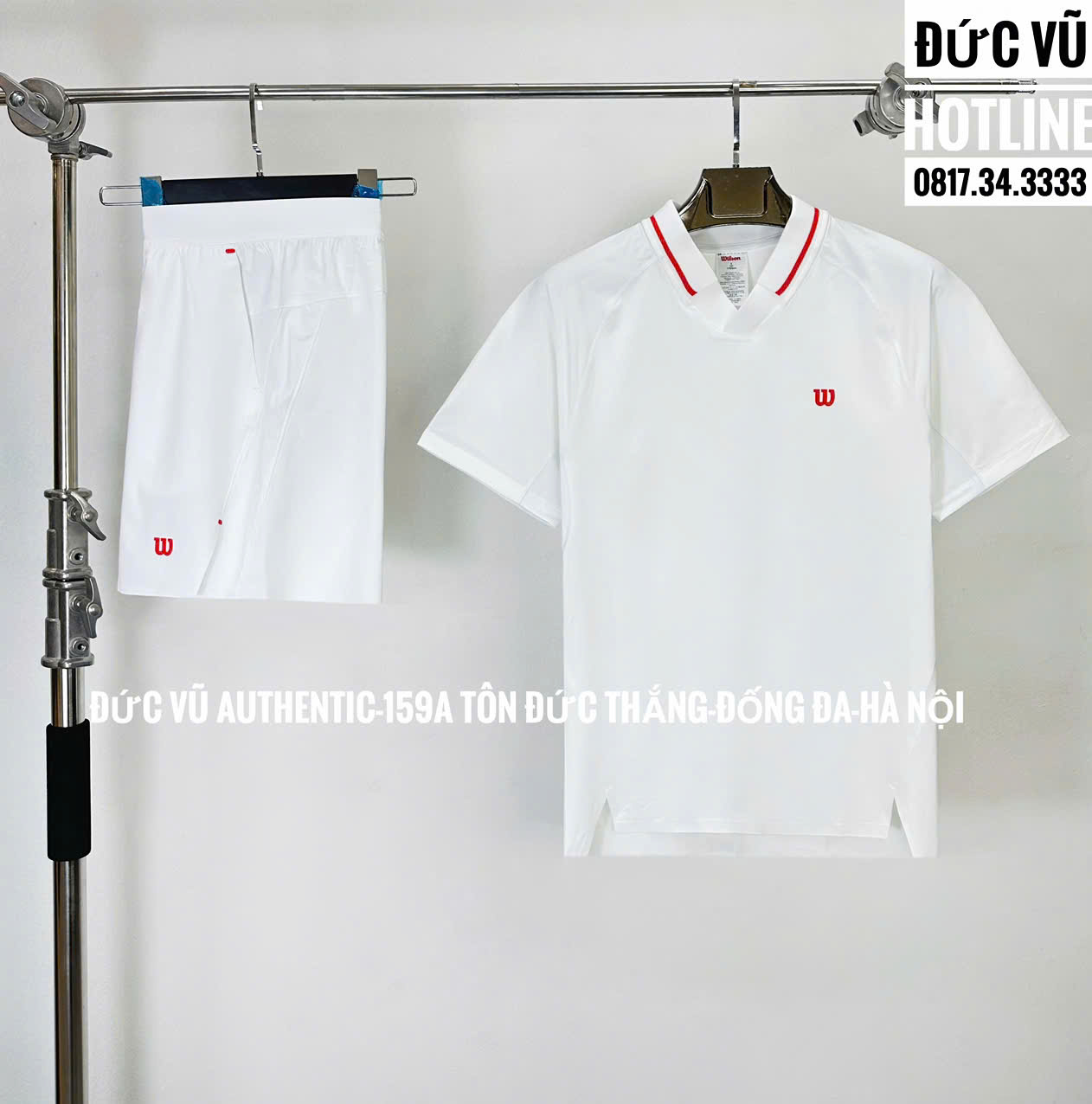 Bộ Tennis Wilson Trắng Viền Đỏ Nam