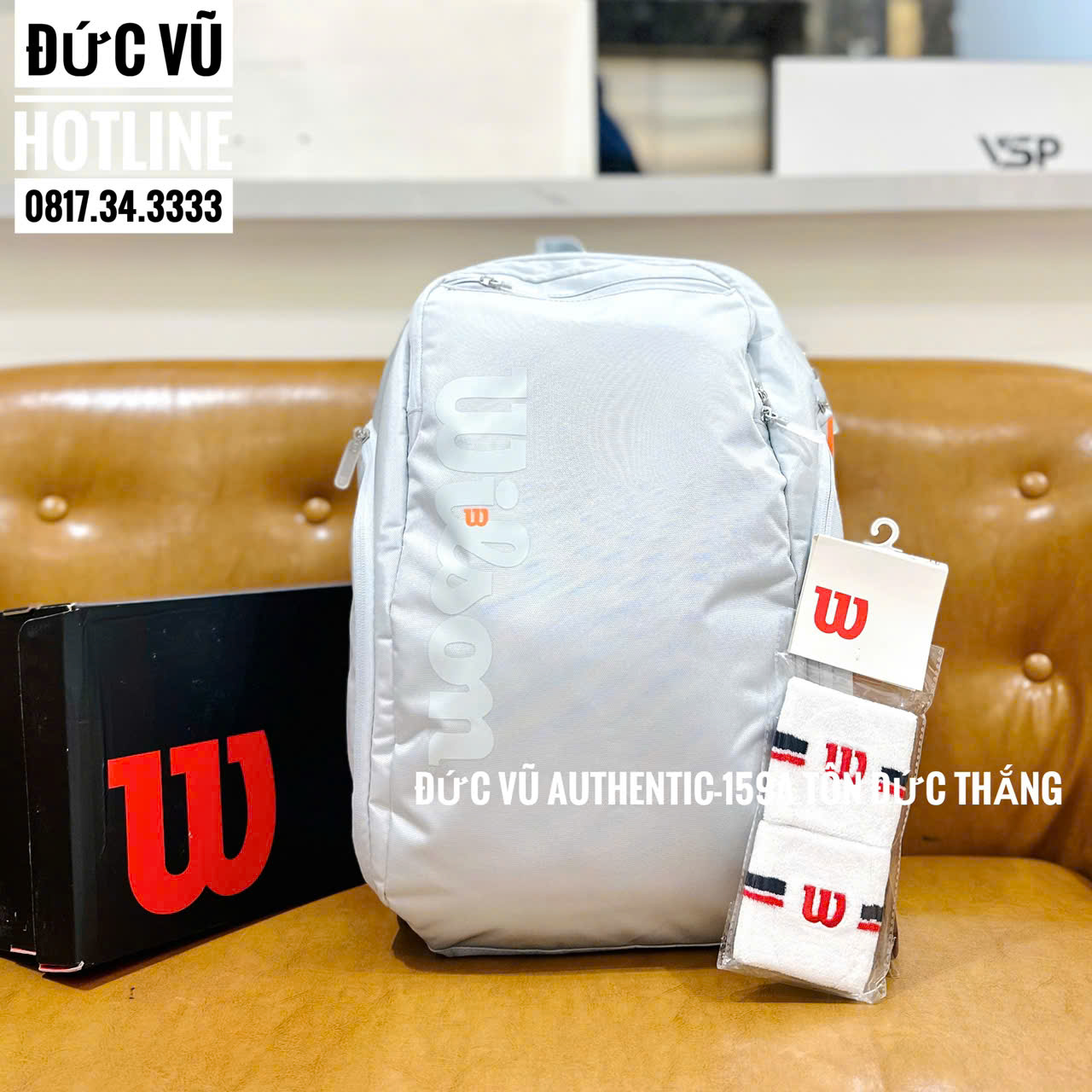 Balo Tennis Wilson Tour Trắng Bạc