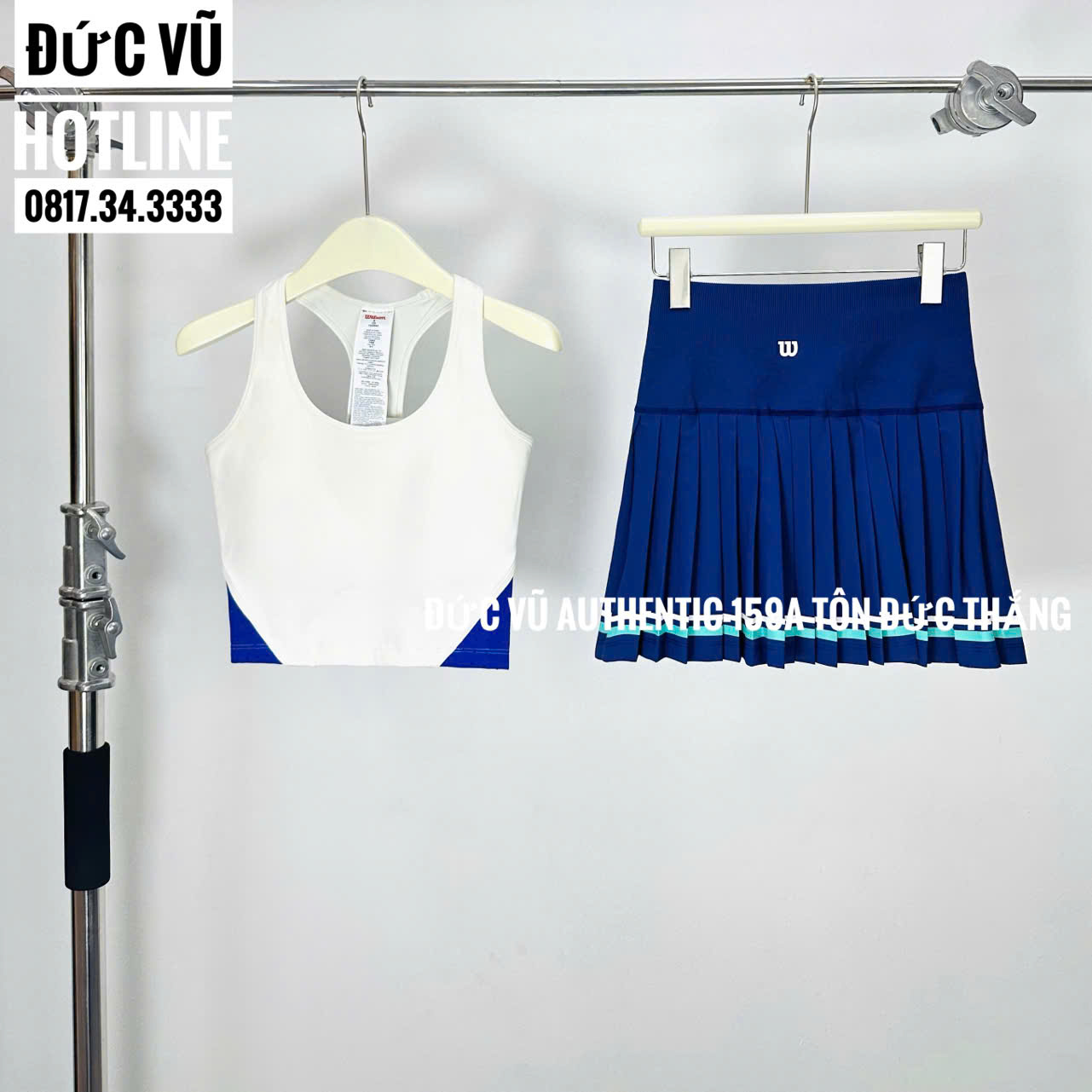 Set Tennis Wilson White‑Blue Pleated