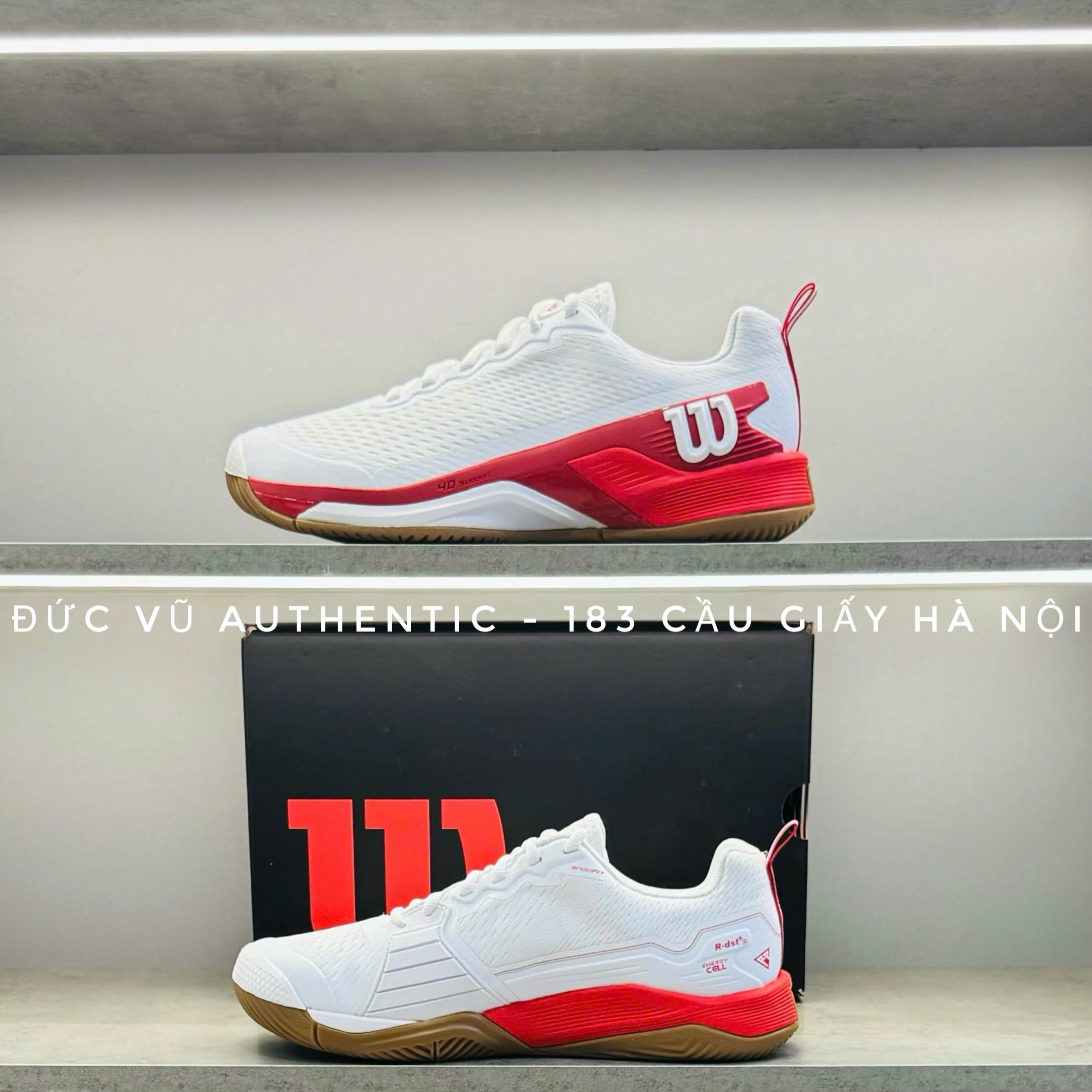 Giày tennis Wilson trắng phối đỏ
