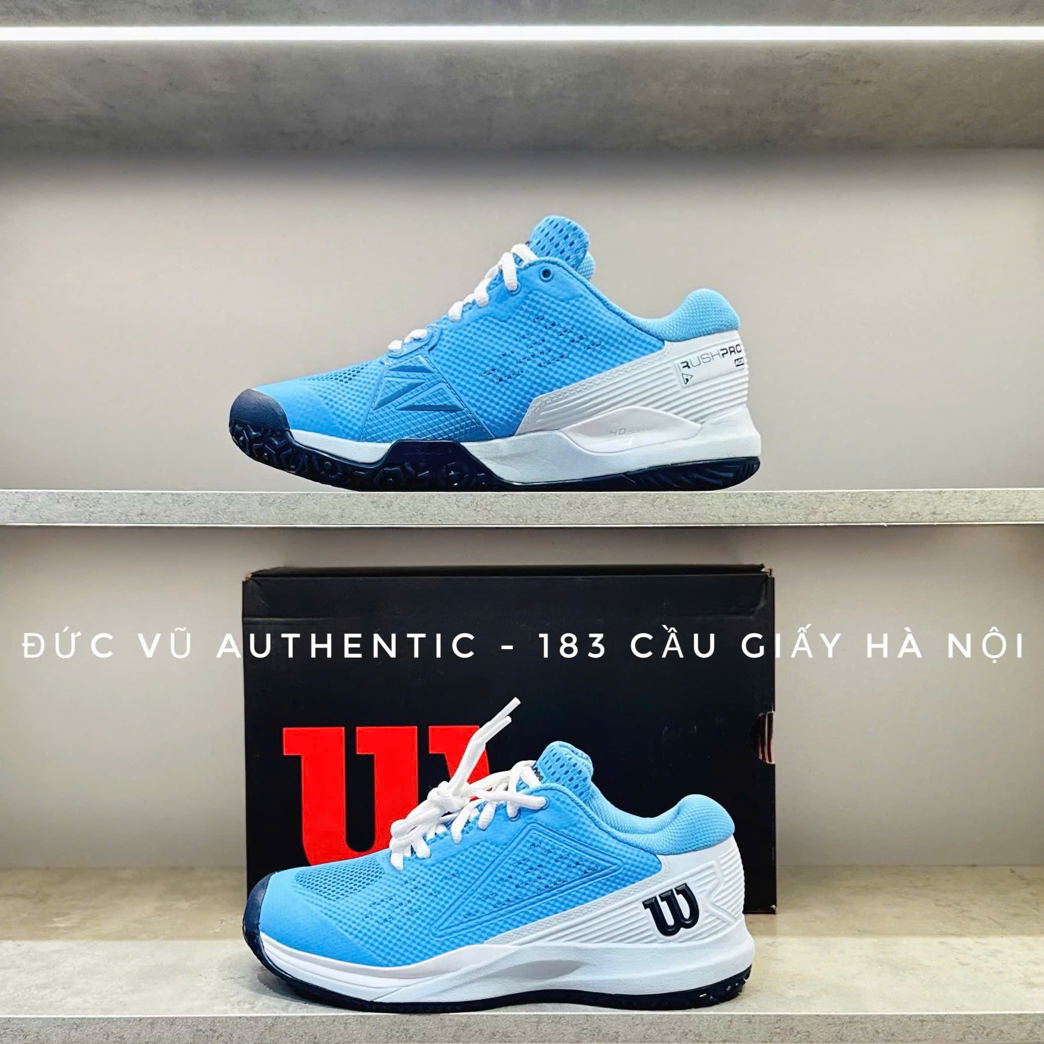 Giày Tennis Wilson Rush Pro 4.0 All Court – Xanh Trắng