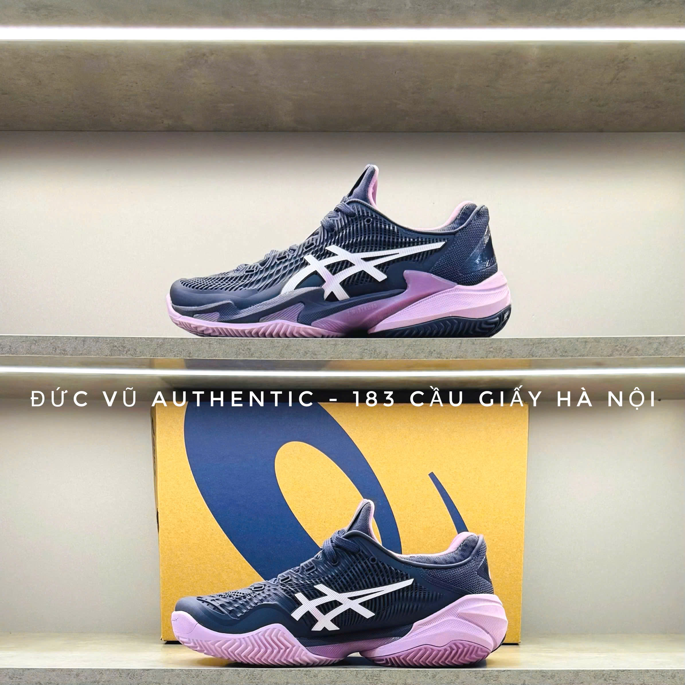 Giày Asics Court FF 3 (Màu Xám Navy – Tím Pastel)