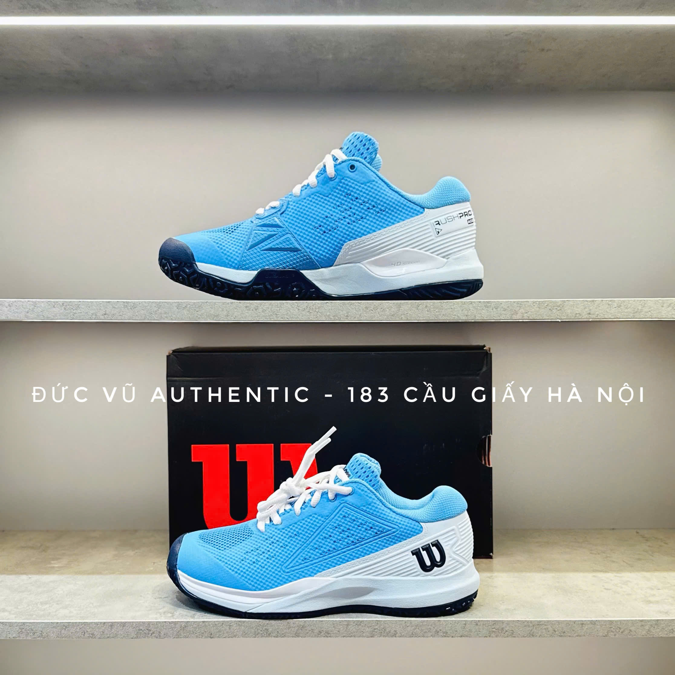 Giày Tennis Wilson Rush Pro 4.0 All Court – Xanh Trắng
