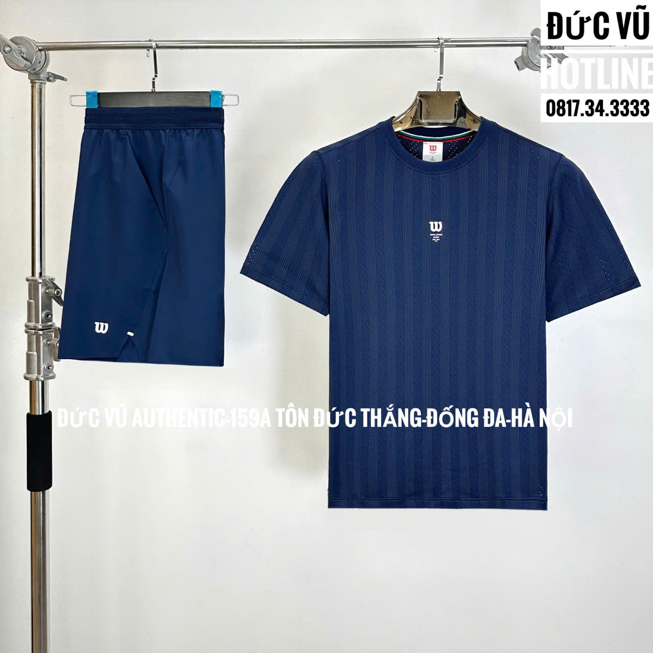 Set thể thao nam Wilson navy phối sọc chìm