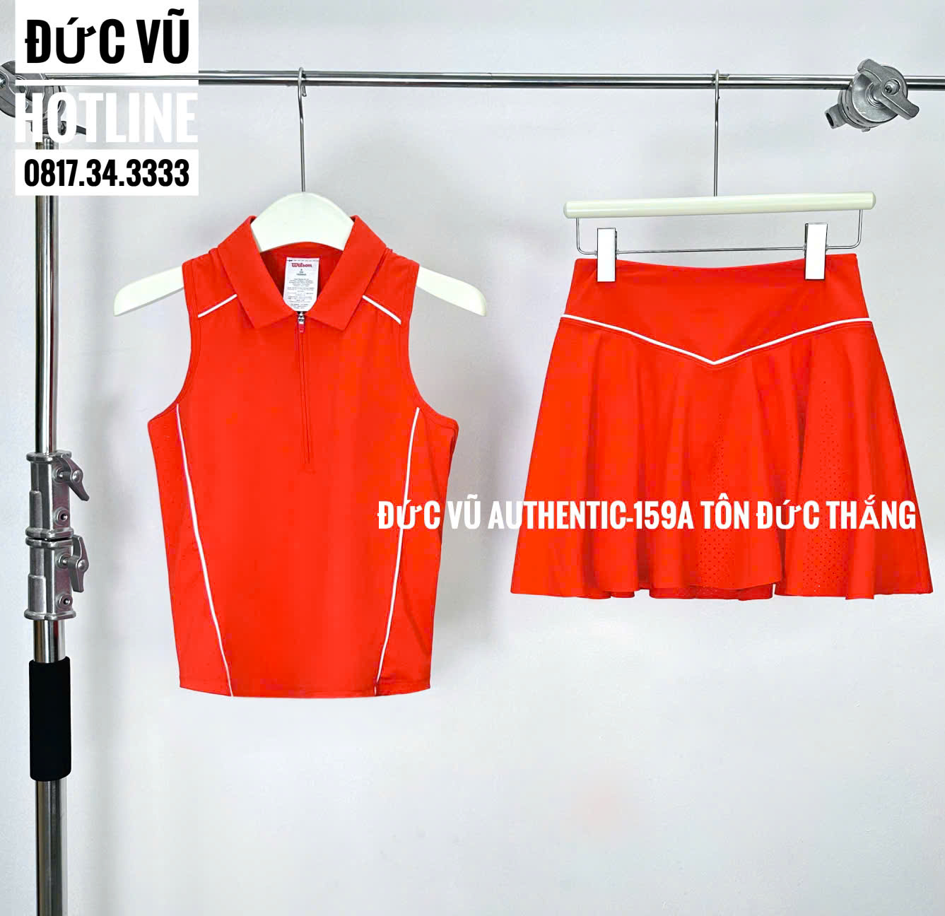 Set tennis nữ Wilson đỏ viền trắng