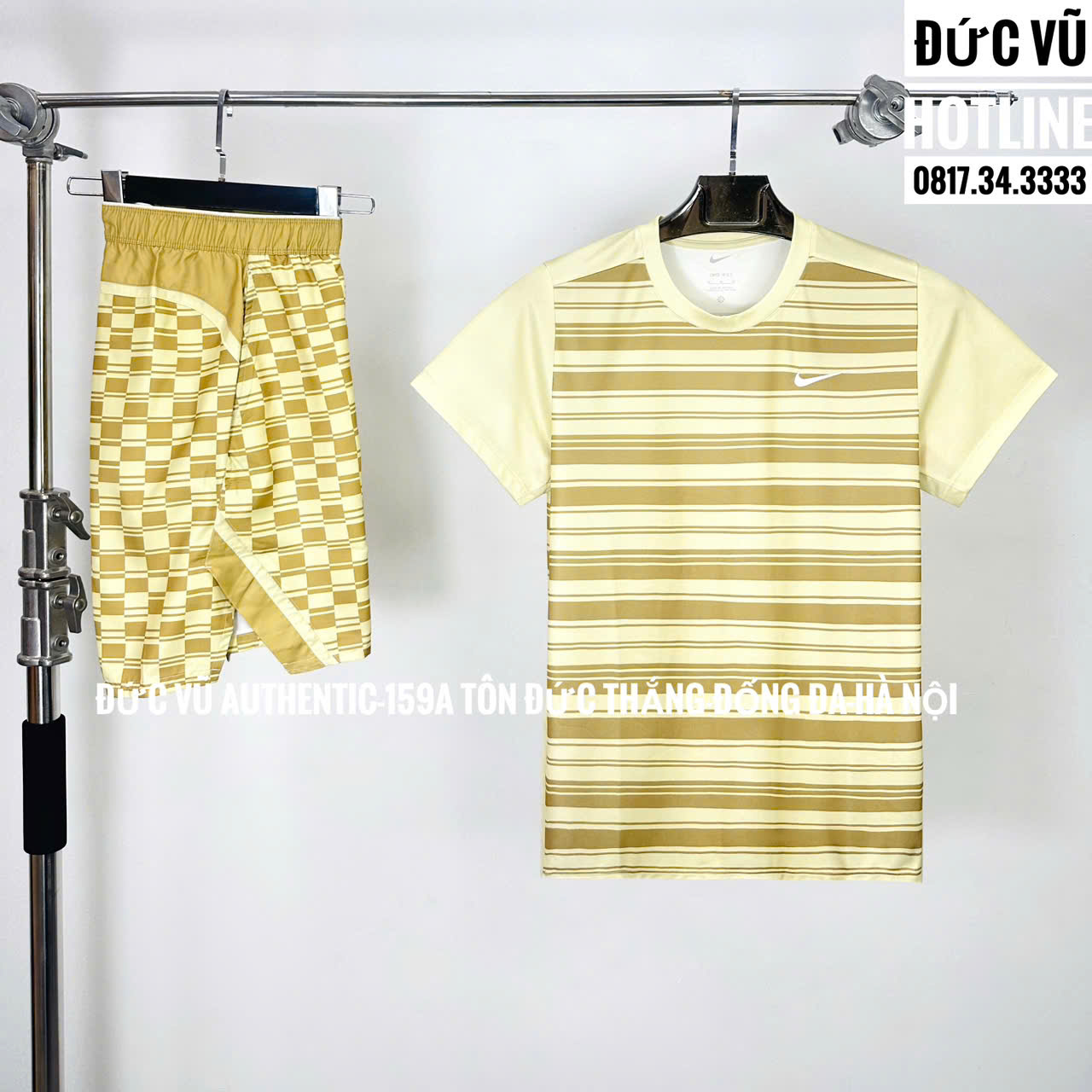 Set thể thao nam Nike vàng họa tiết sọc – caro
