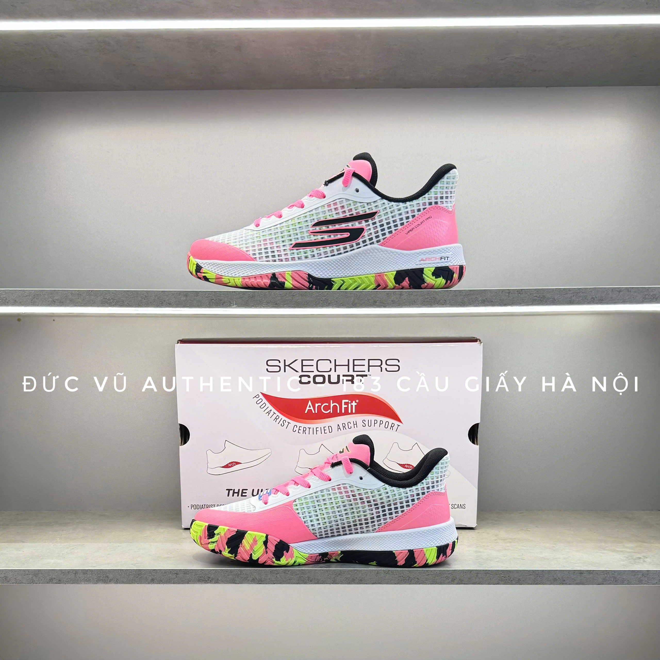 Skechers Court Arch Fit (White/Pink Multi)