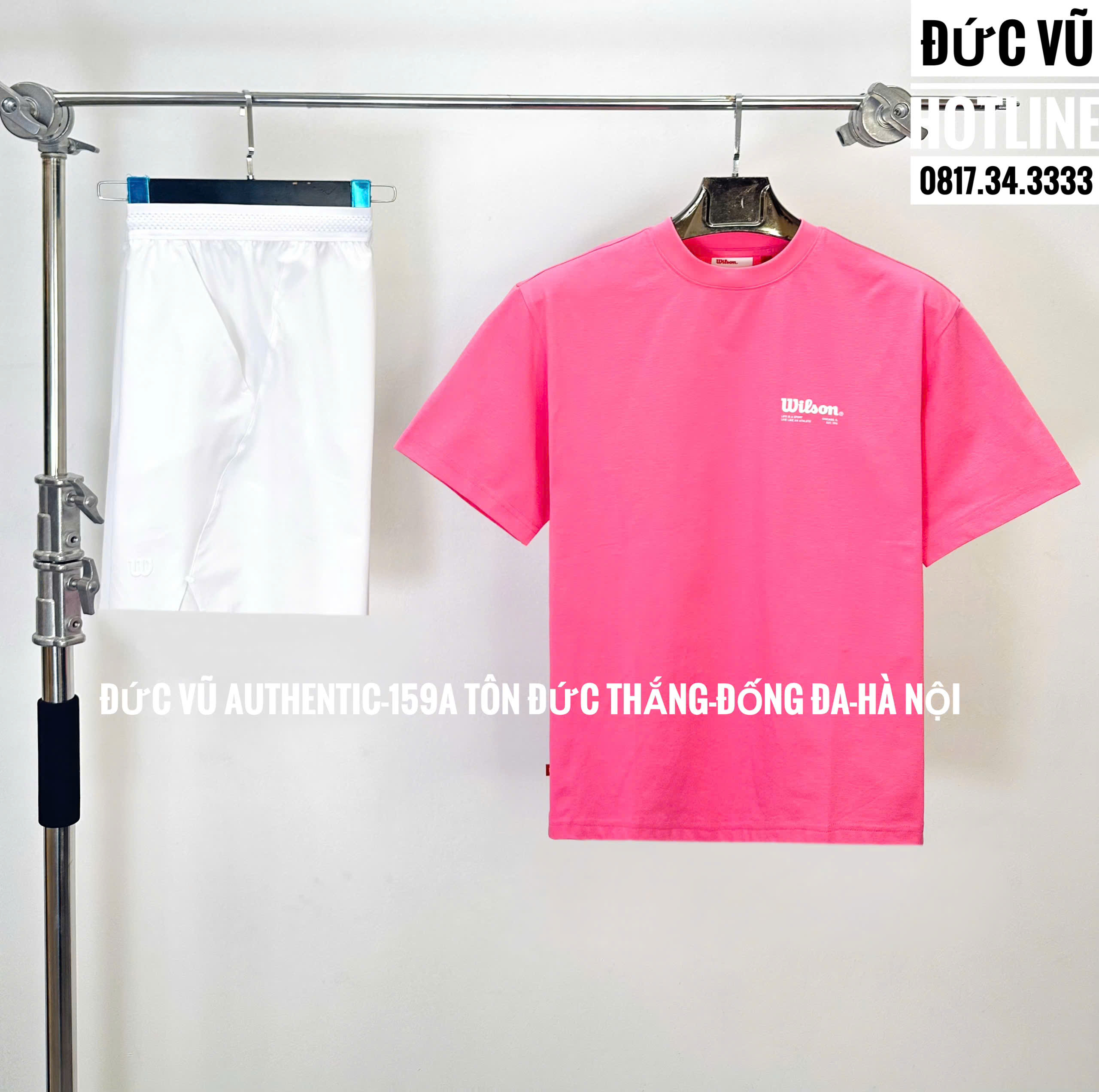 Set thể thao Wilson hồng trắng (áo T-shirt & quần short)
