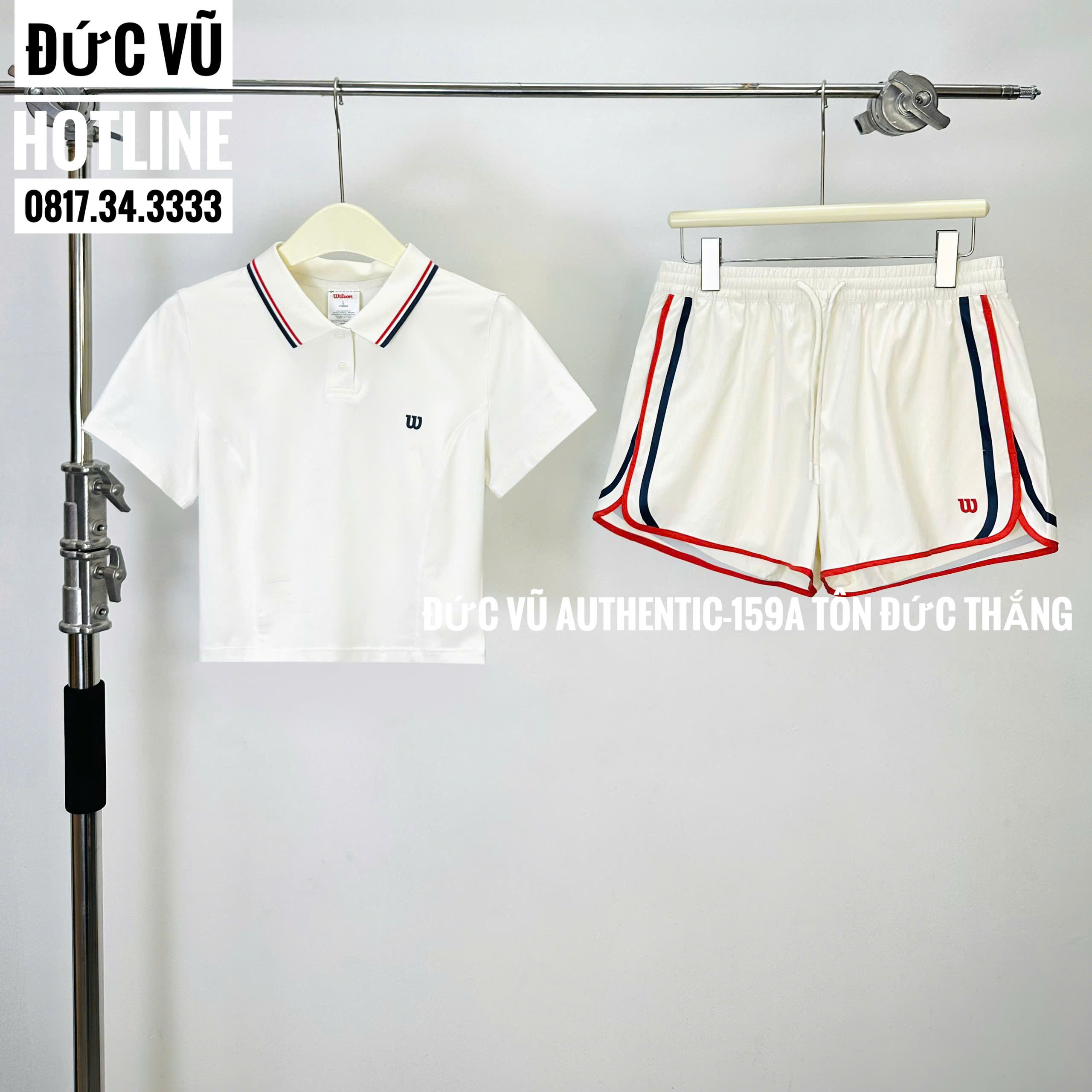Set thể thao Wilson trắng (áo polo croptop & quần short)