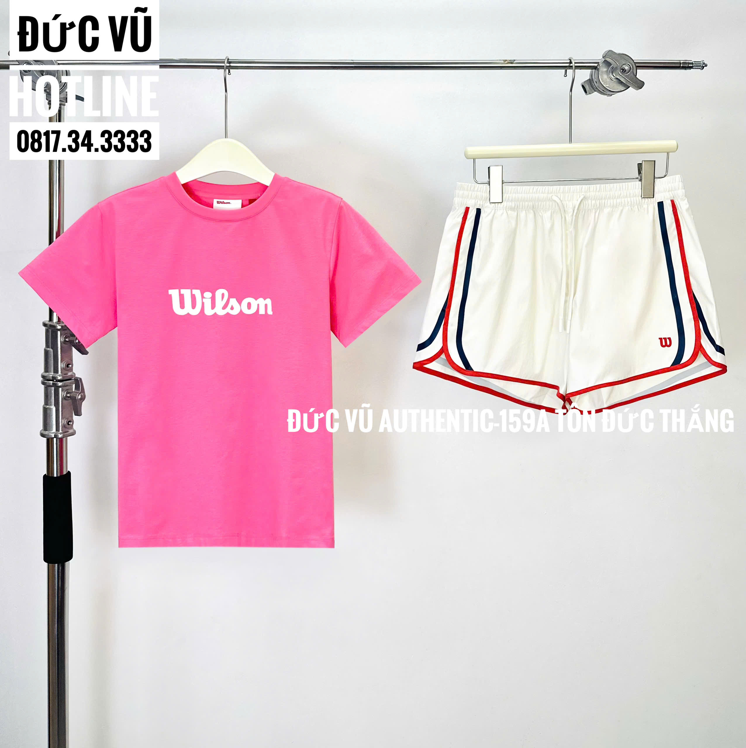 Set thể thao Wilson hồng trắng (áo thun & quần short)
