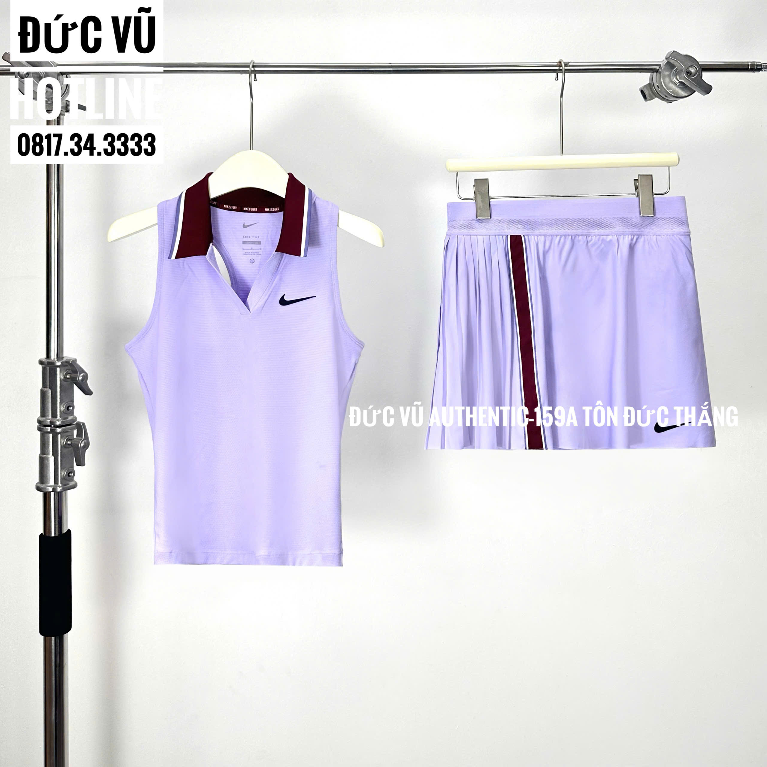 Set tennis nữ Nike – áo polo không tay & chân váy thể thao