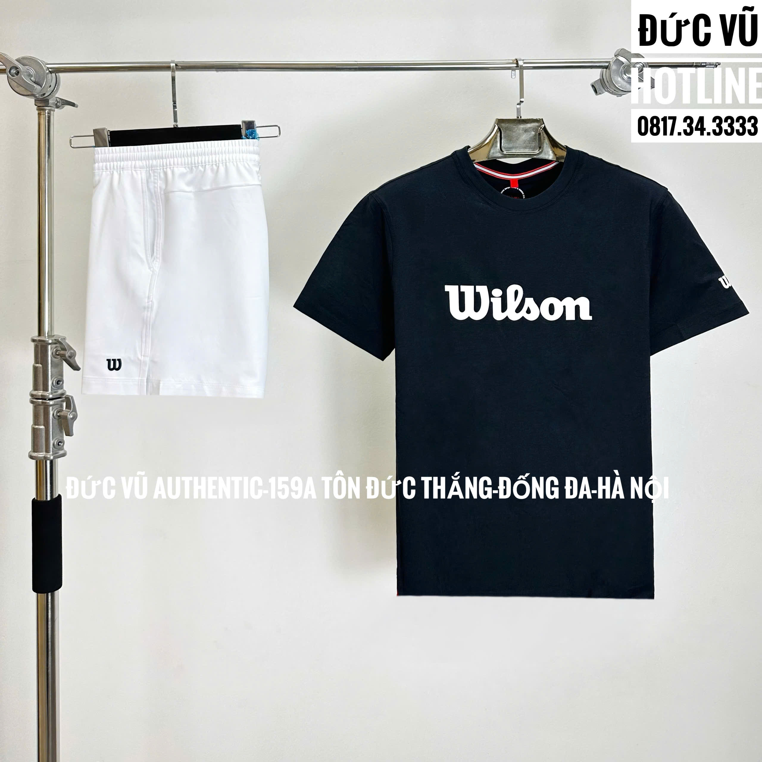 Set thể thao Wilson (Áo thun đen + Quần short trắng)