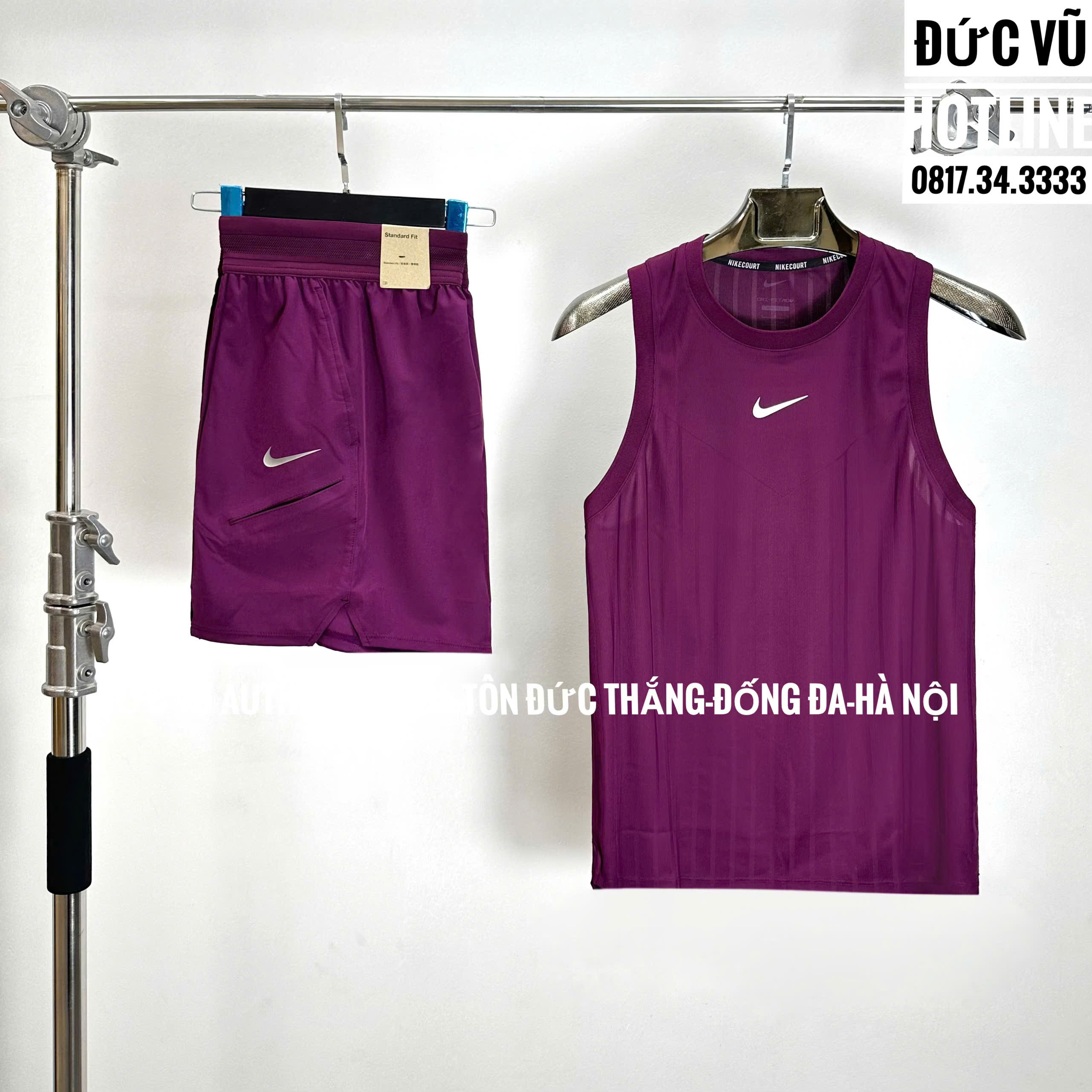 Bộ đồ thể thao nam Nike (áo ba lỗ + quần short) màu tím