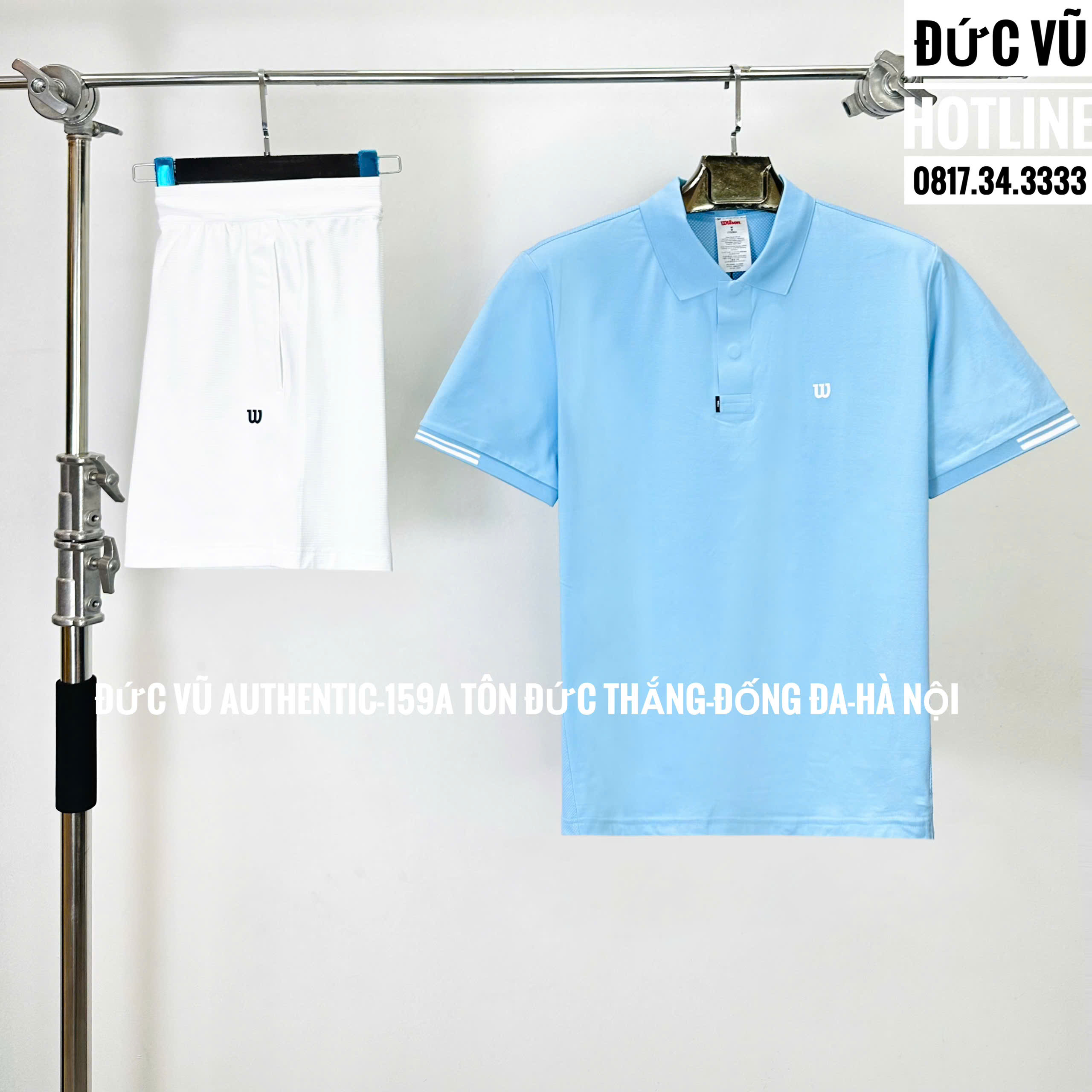 Set đồ tennis Wilson (Áo Polo Xanh Baby + Quần Short Trắng)