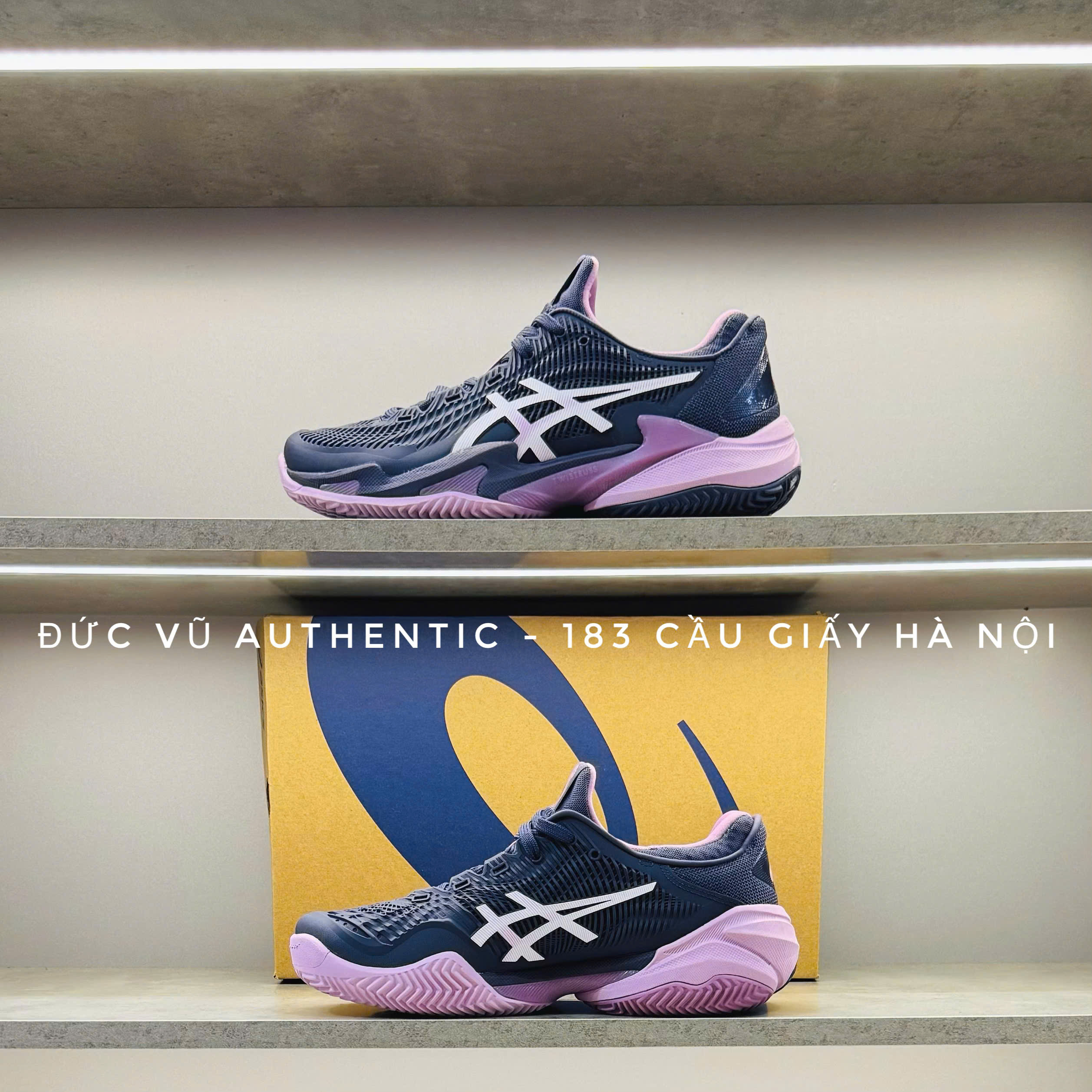 Giày Asics Court FF 3 (Màu Xám Navy – Tím Pastel)