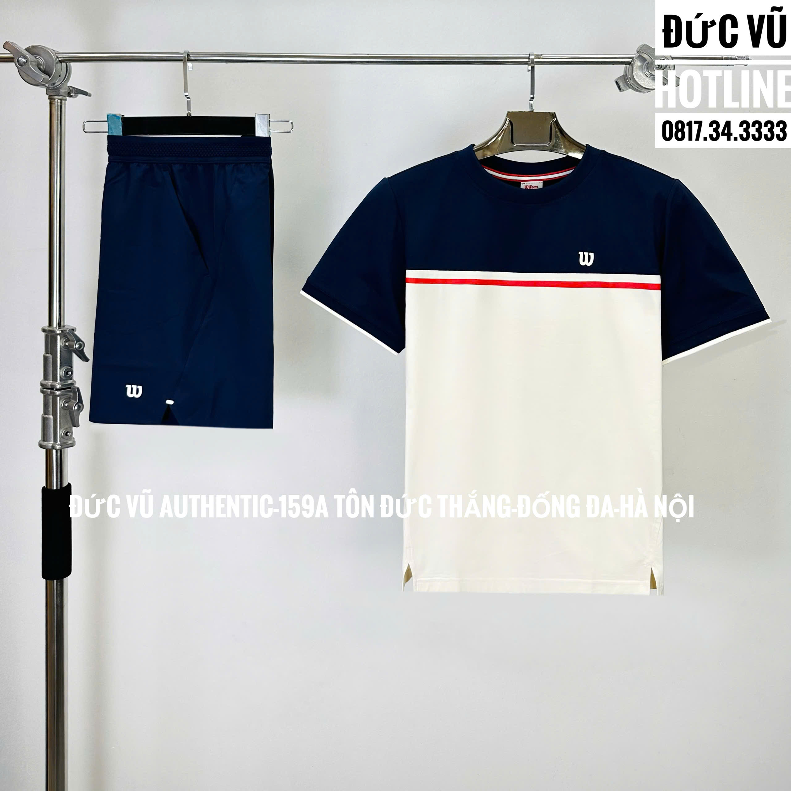 Set thể thao nam Wilson xanh navy – trắng phối đỏ